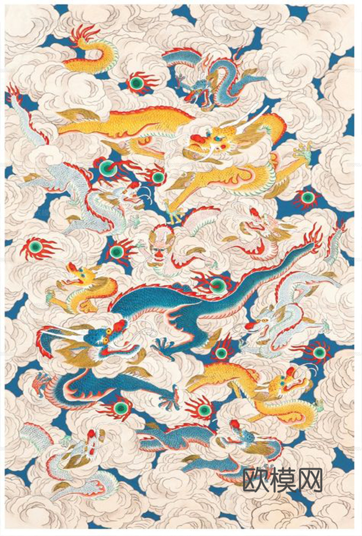 中式祥云纹龙图