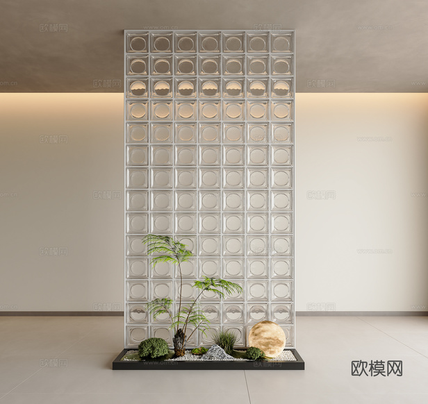 現(xiàn)代室內(nèi)景觀 天井室內(nèi)景觀 玄關(guān)室內(nèi)景觀 綠植景觀 玻璃磚3d模型下載