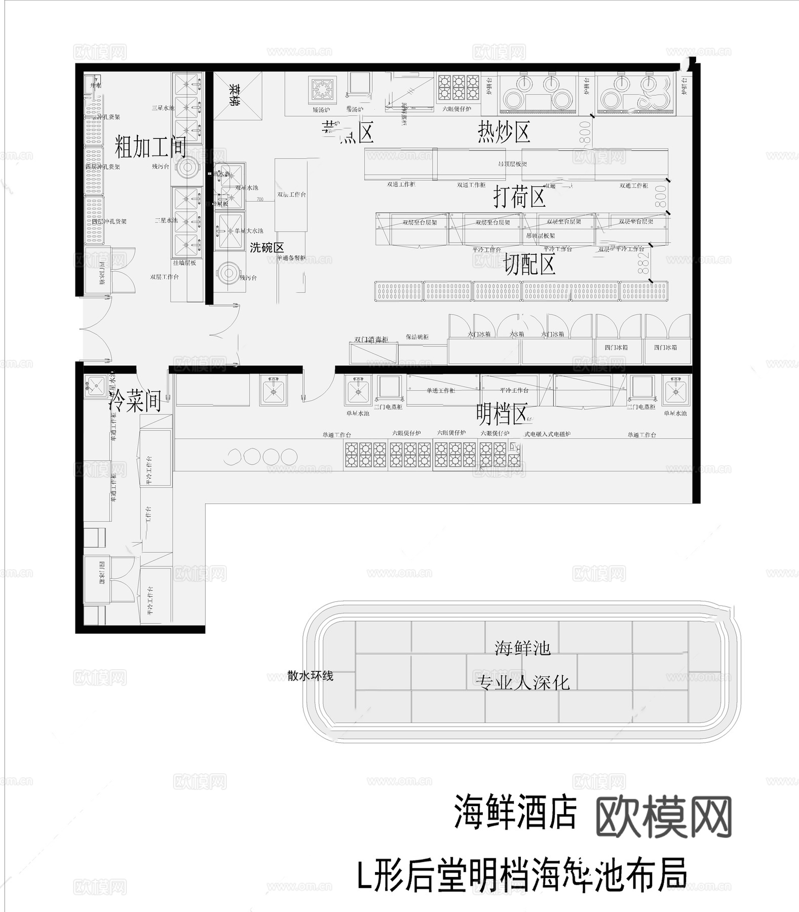 后厨明档cad施工图