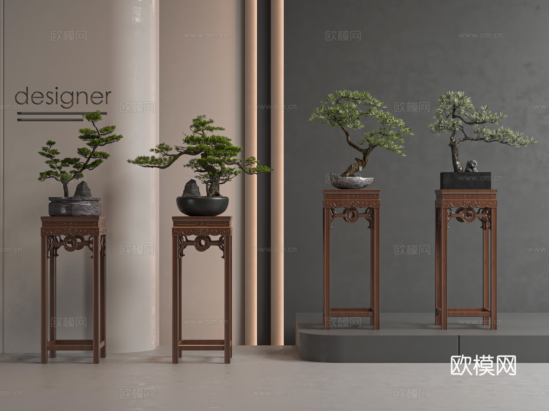 新中式盆栽3d模型