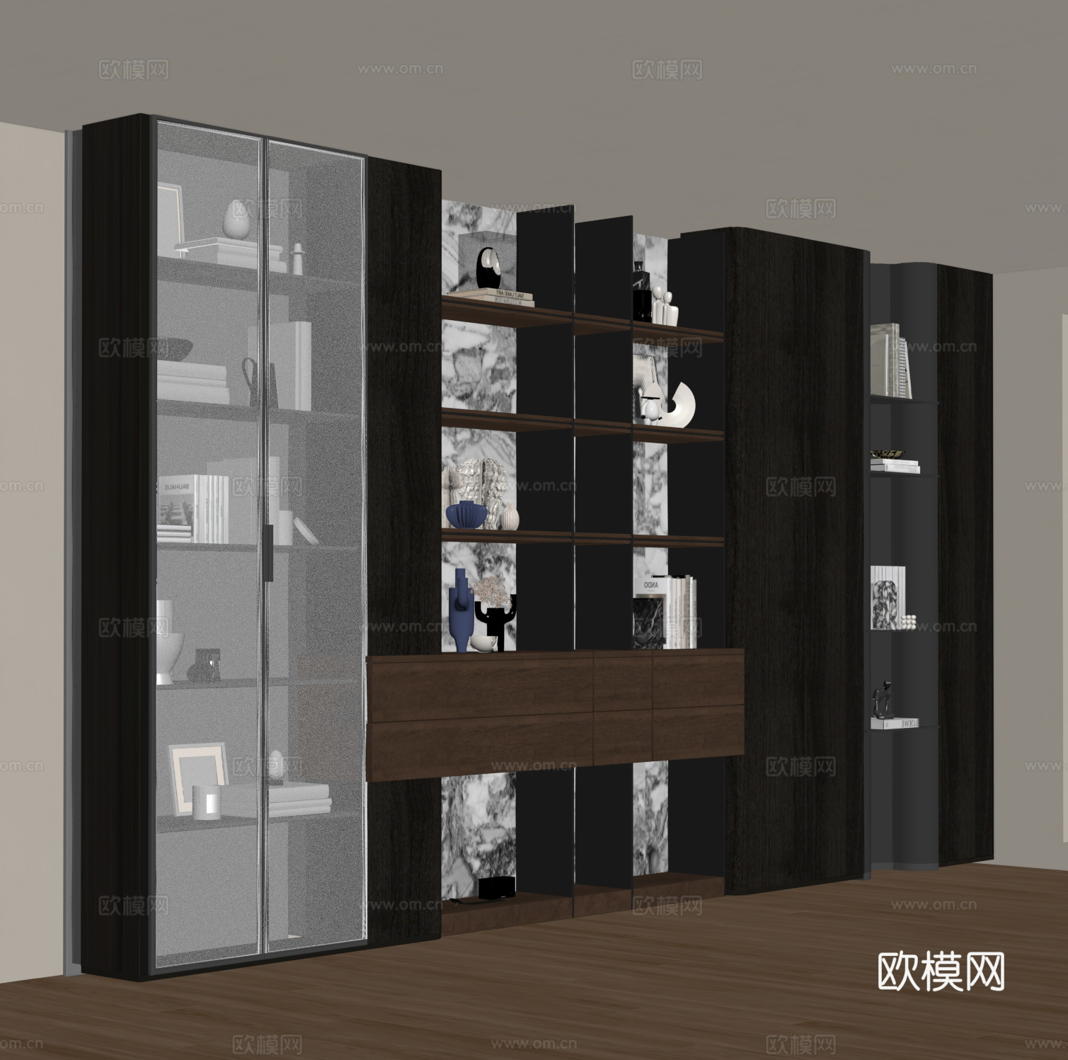 展柜 置物柜 柜子 装饰柜 书柜su模型