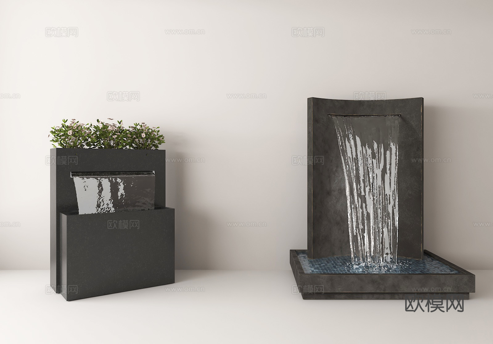 庭院水景灵感 简约流水小品 室内造景装饰 水景艺术装置3d模型