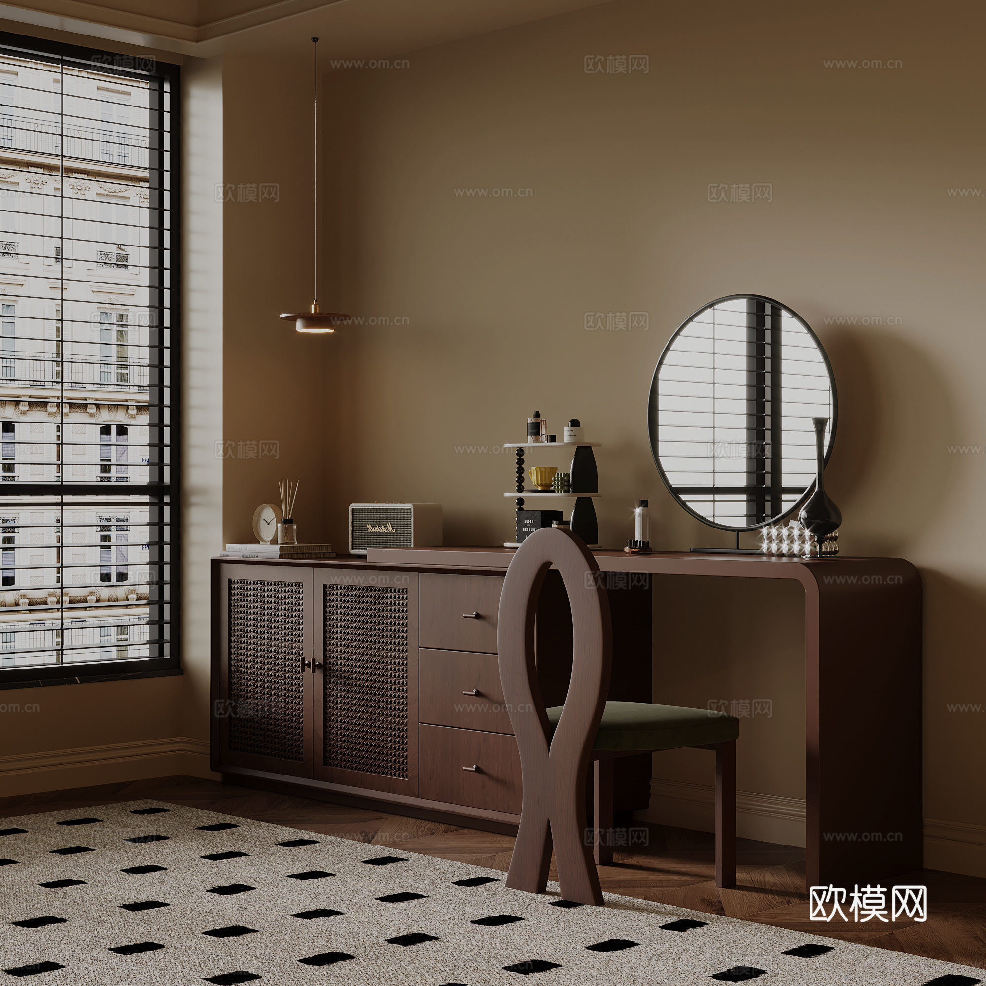 中古风梳妆台 化妆桌3d模型