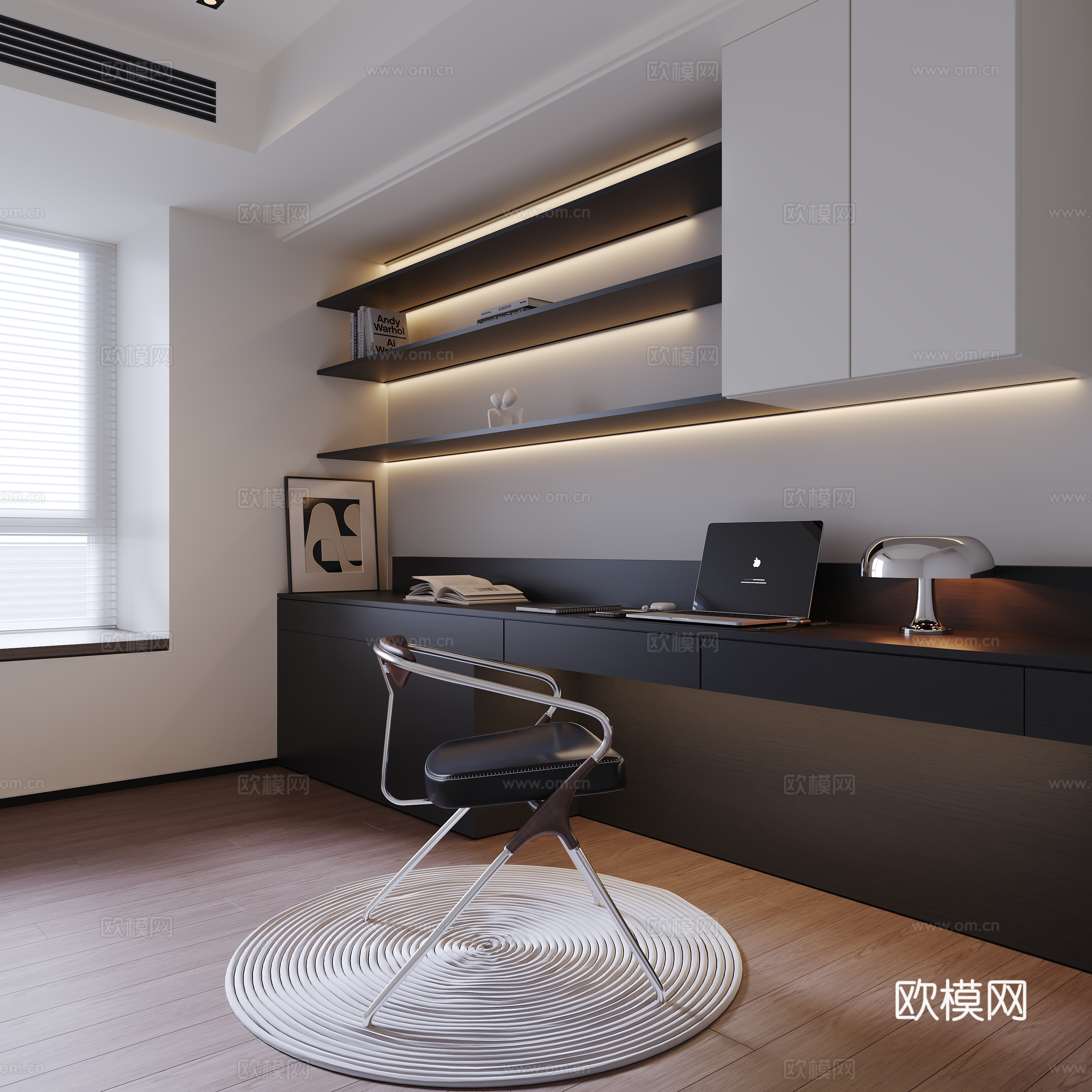 现代书房 别墅书房 卧室书房 儿童书房 书桌椅 电脑摆件 书3d模型