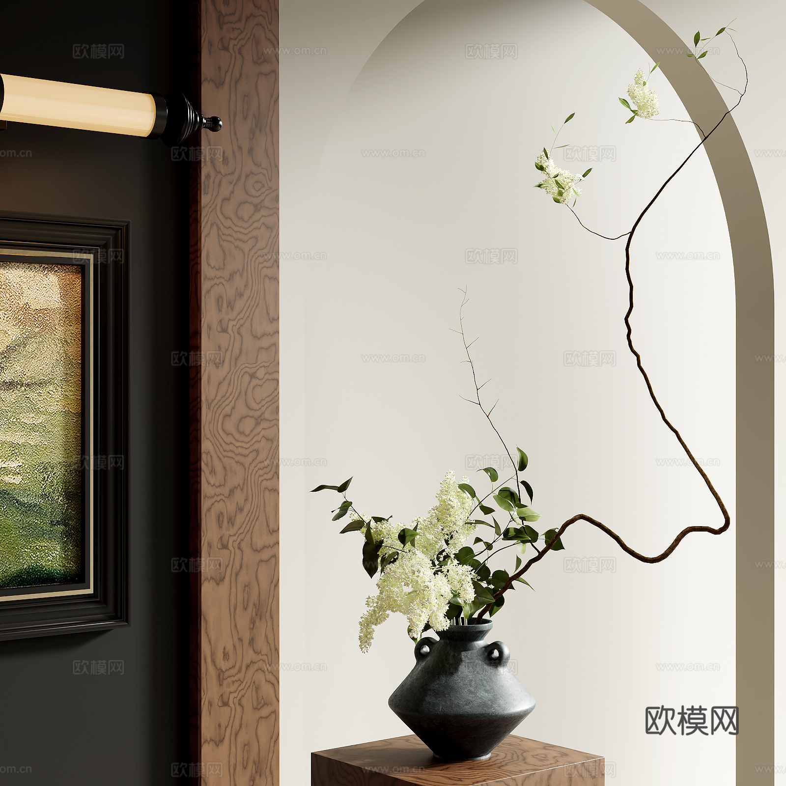 中古风花瓶花3d模型