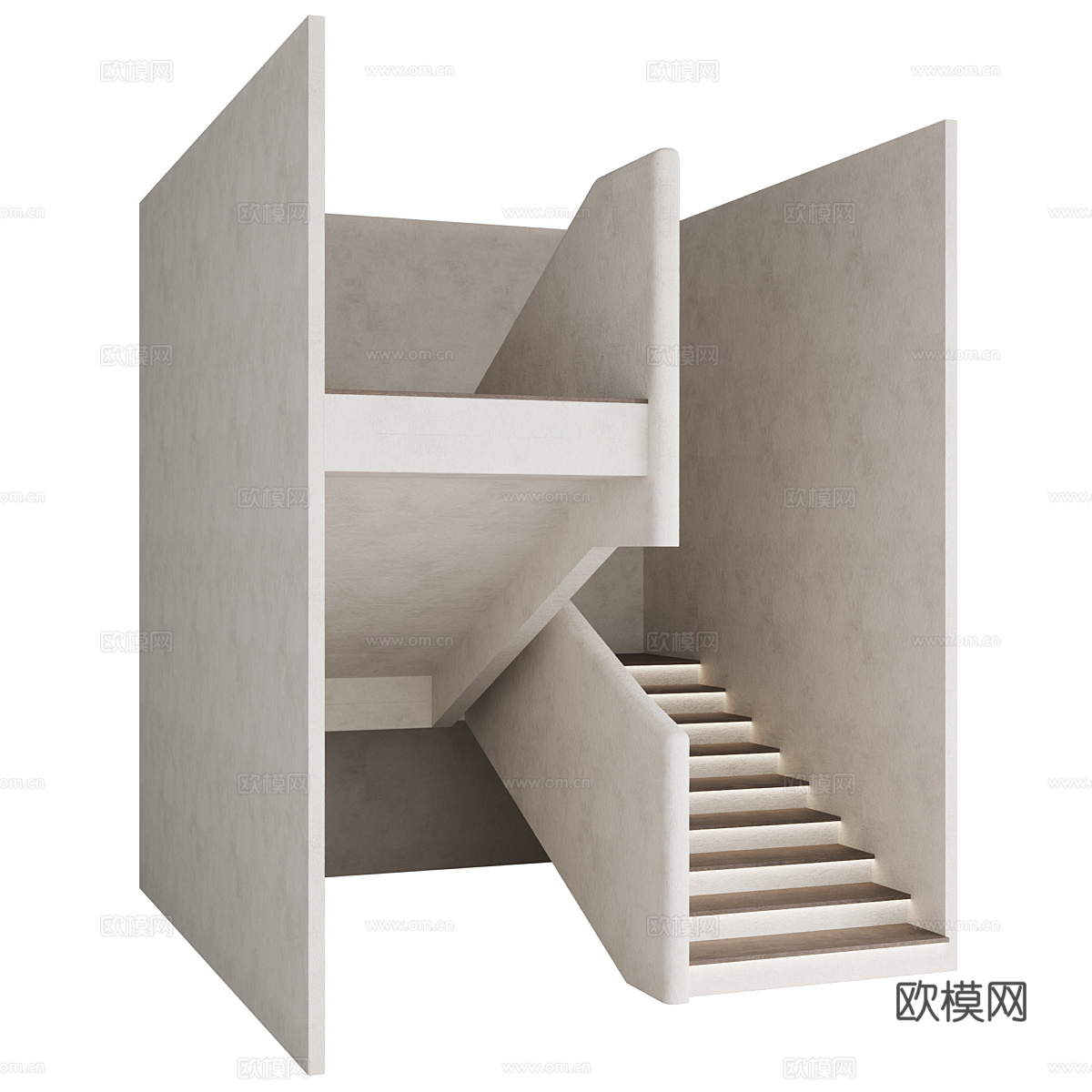 现代侘寂扶手楼梯3d模型