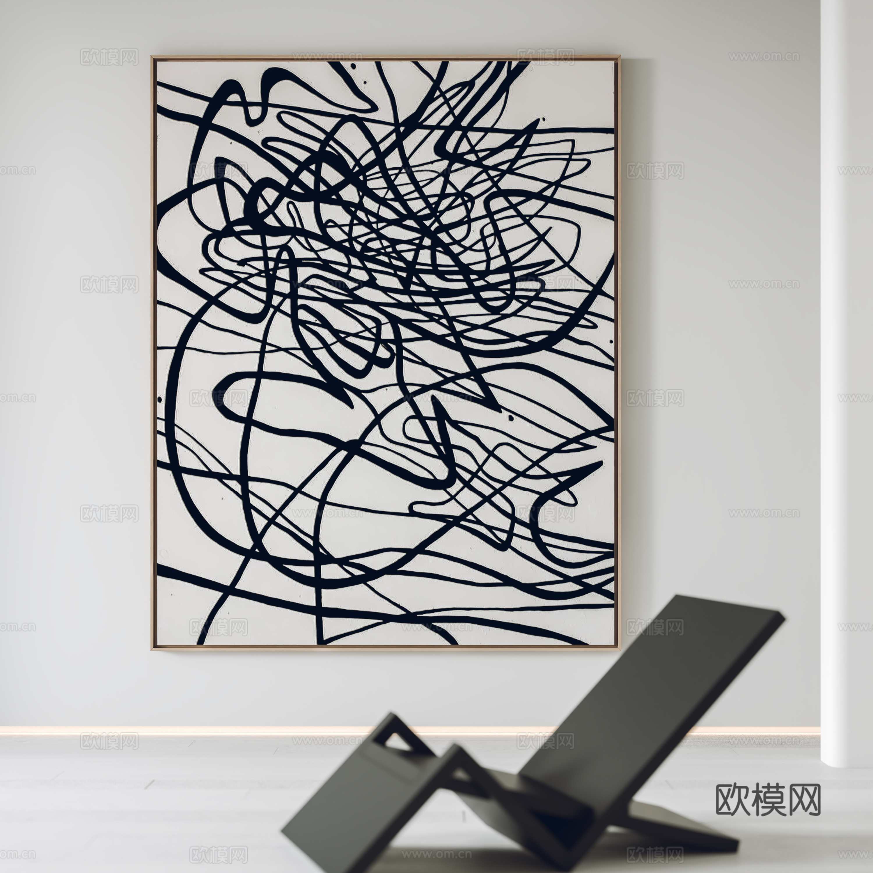 现代挂画 装饰画 休闲椅3d模型