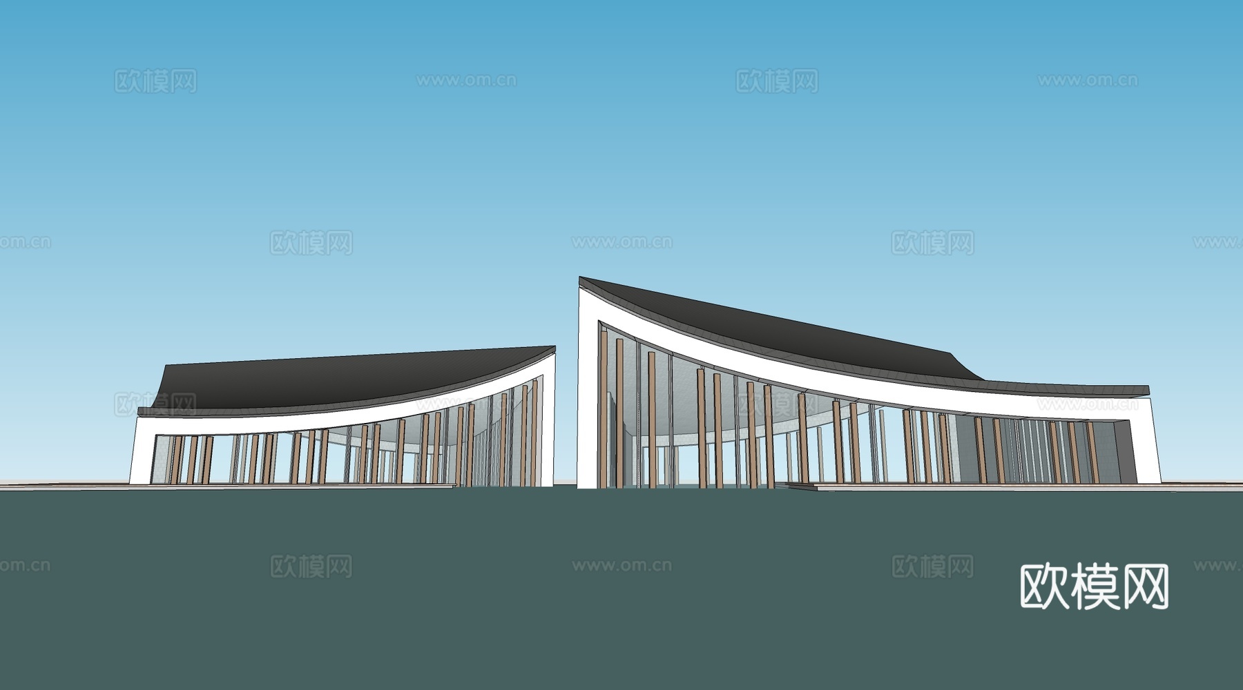 现代公共建筑 美术馆建筑 美术馆建筑 商业建筑su模型