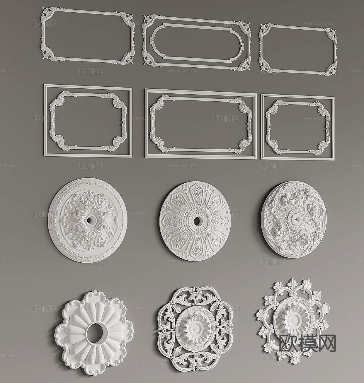 法式线条 灯盘3d模型