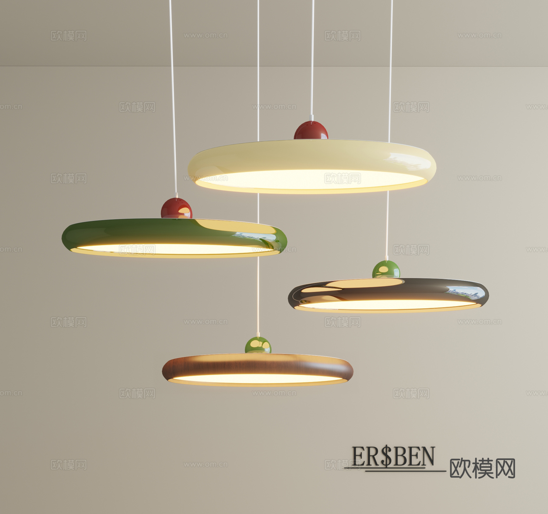 中古风护眼吊灯极简创意日式复古美式智能调光高级感餐厅灯3d模型