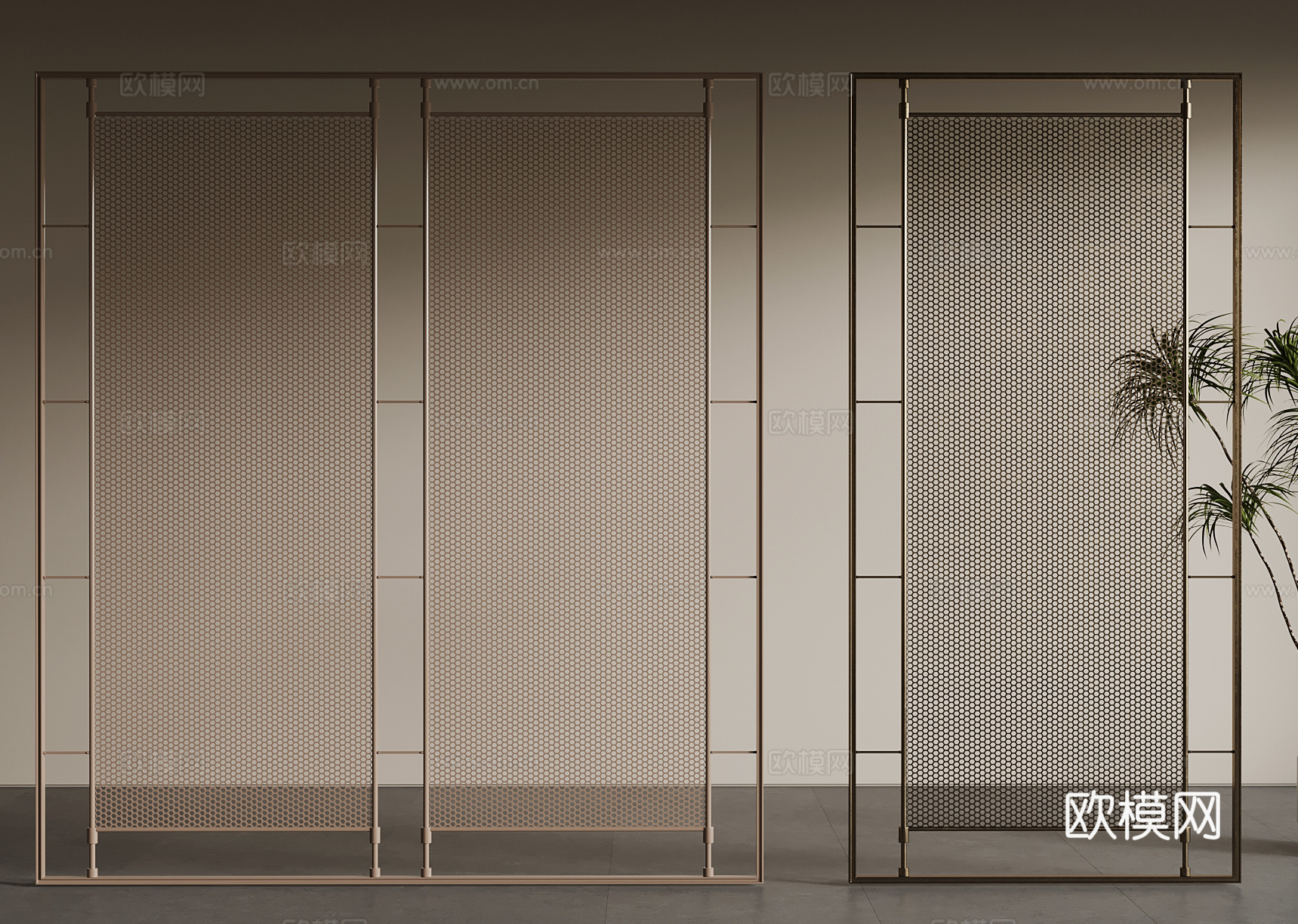 现代金属隔断su模型