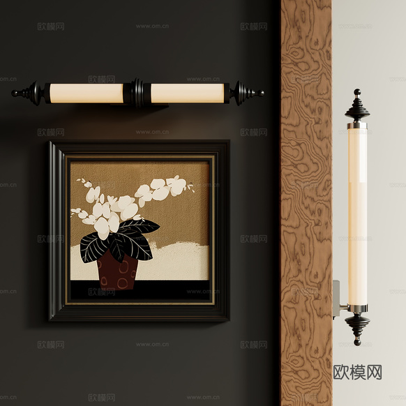 現(xiàn)代中古風(fēng)壁燈3d模型下載