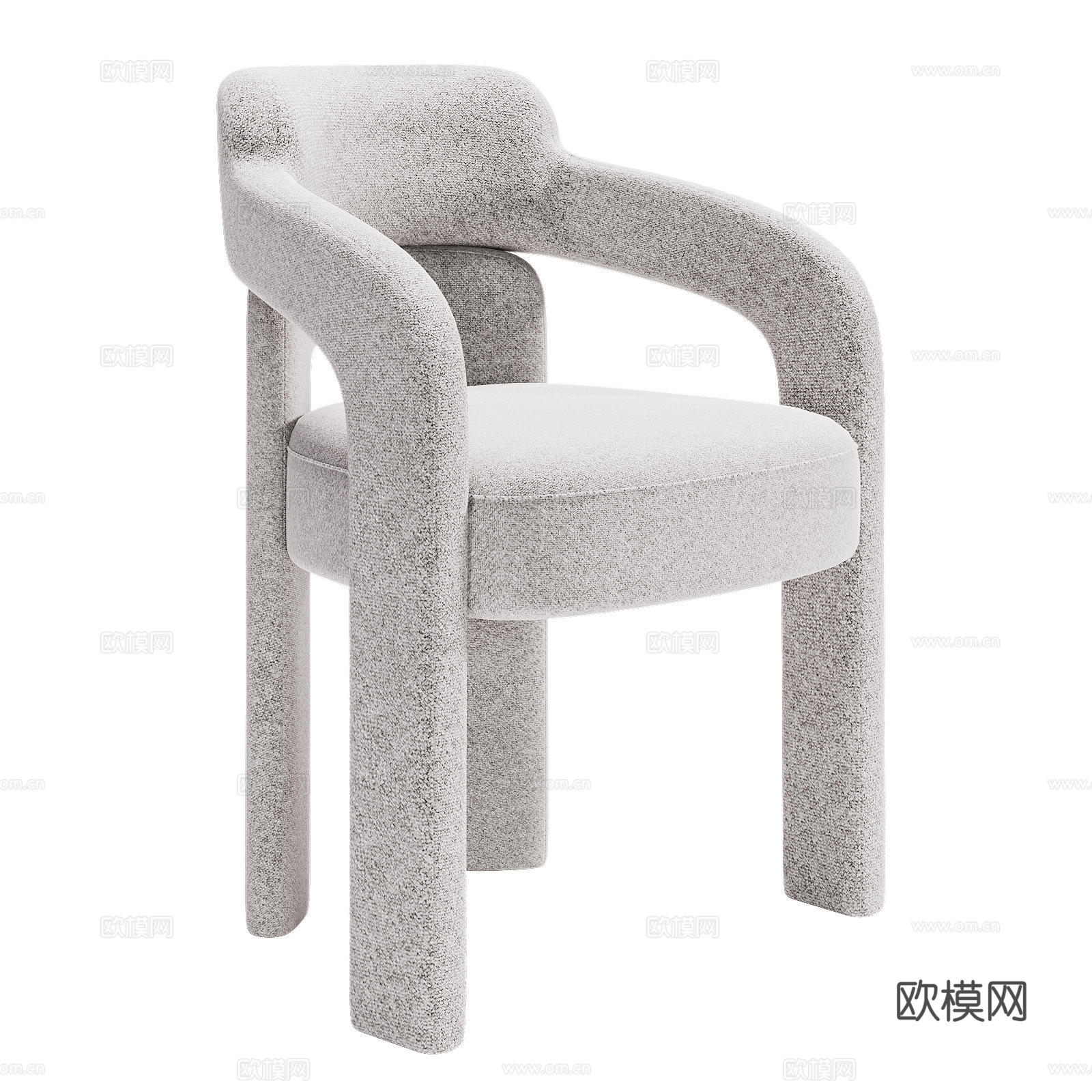 现代奶油风布艺单椅3d模型