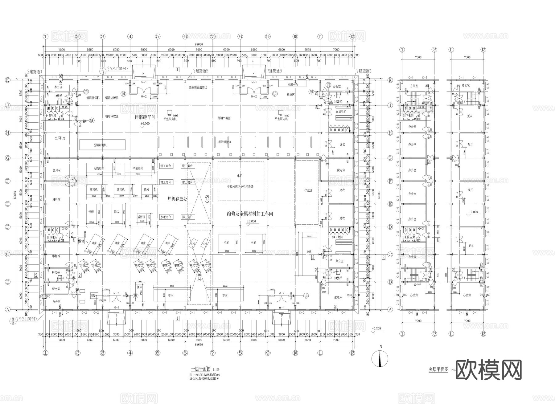 厂房 车间 生产车间 厂房办公建筑 流水线 厂房车间cad施工图