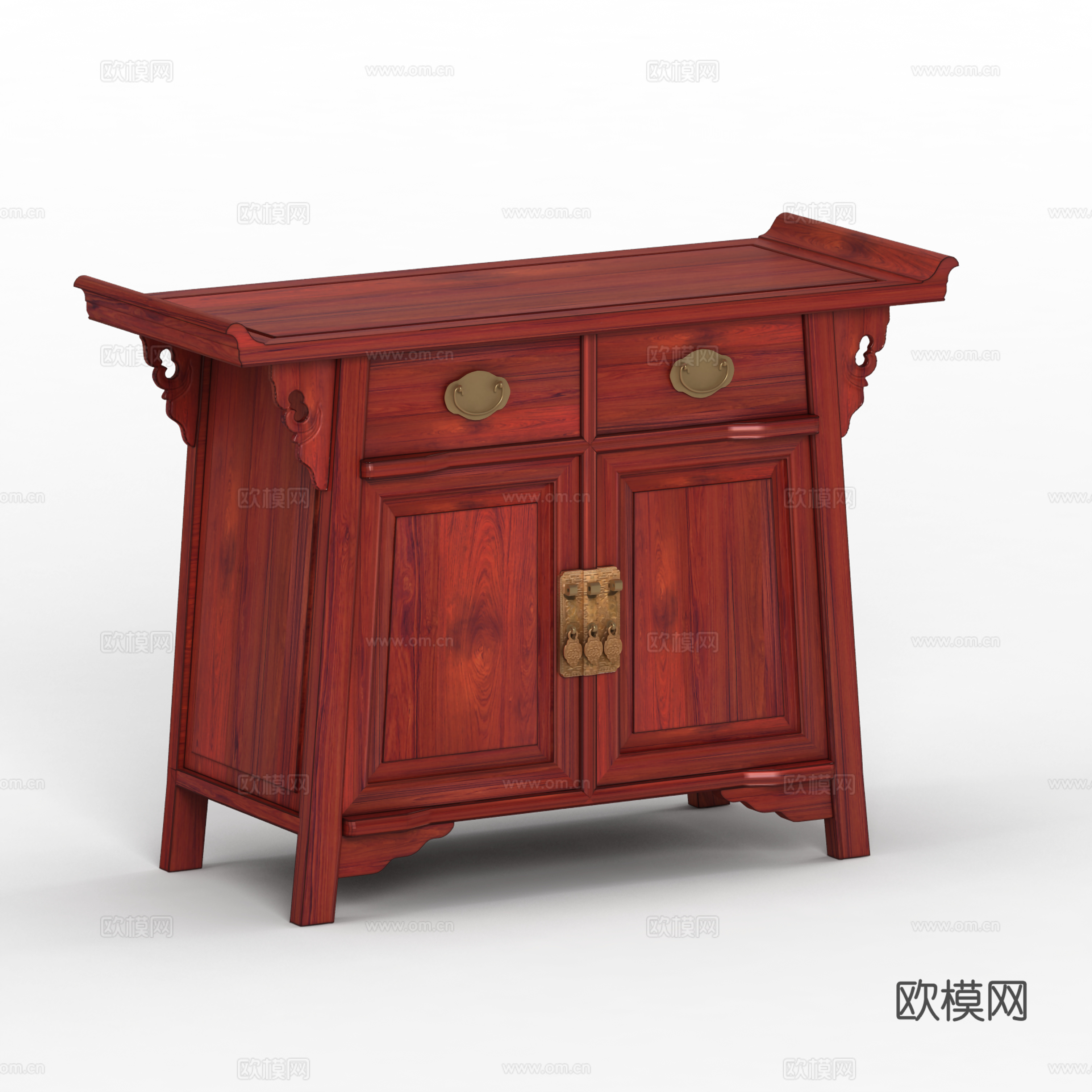 中式二联柜 玄关柜 供桌 实木红木3d模型