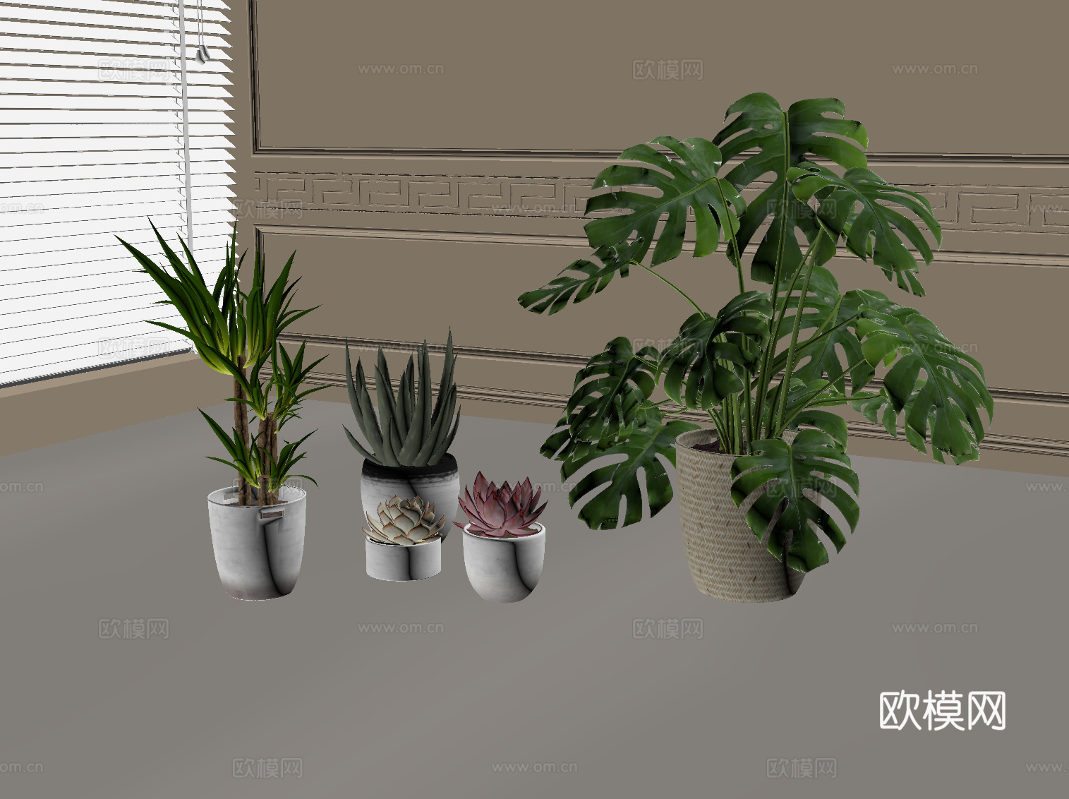 现代盆栽 植物su模型
