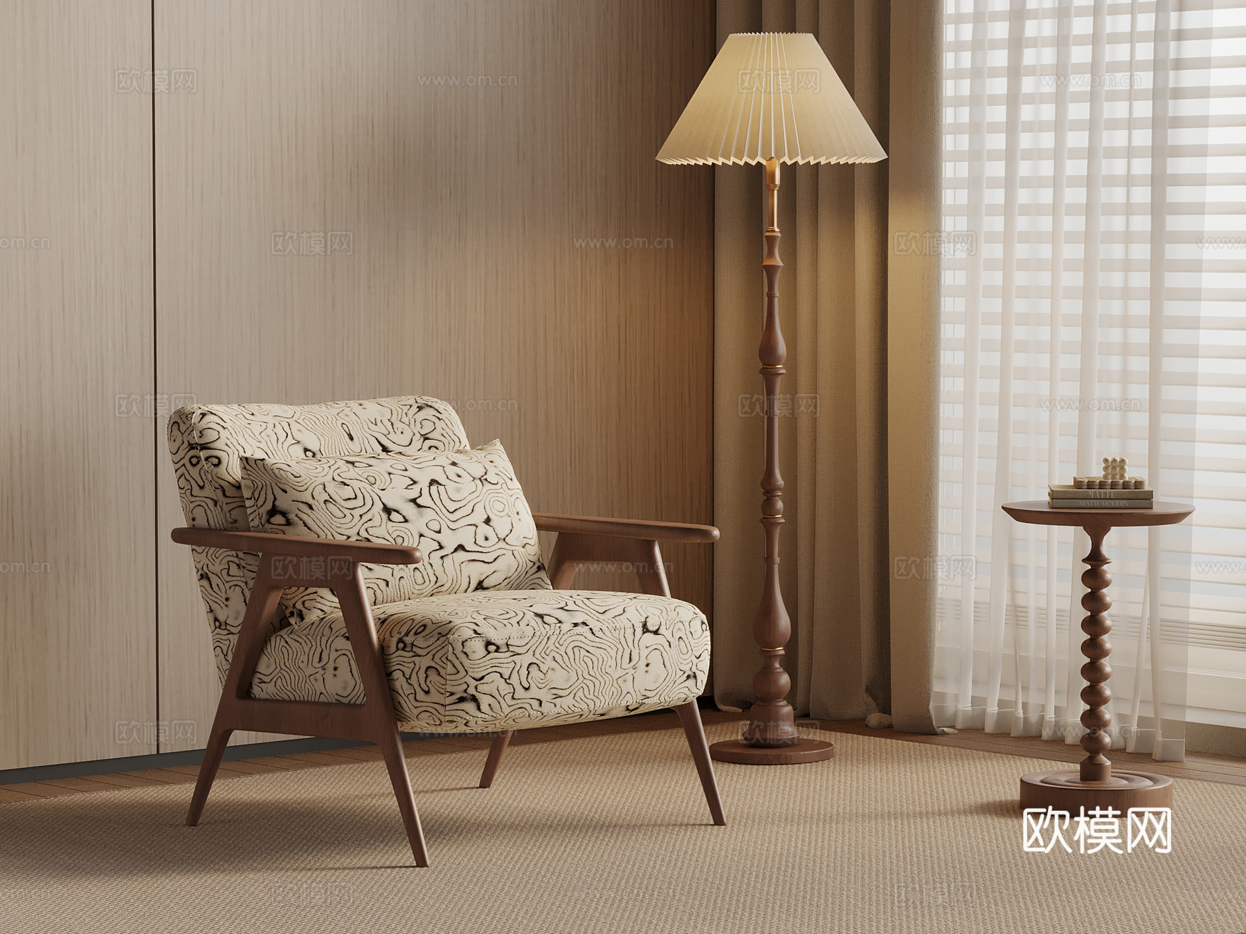 中古风躺椅3d模型