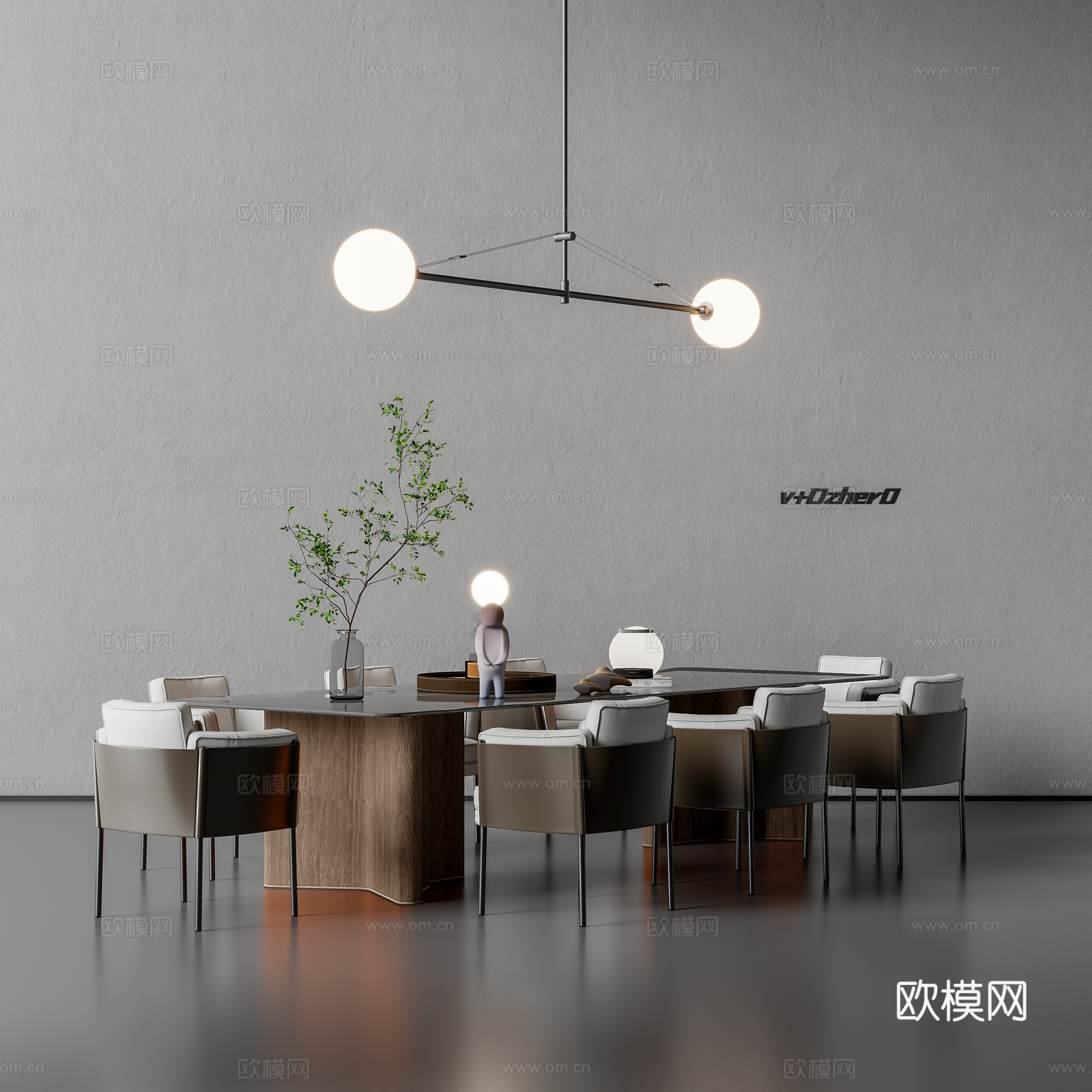 现代餐桌椅su模型