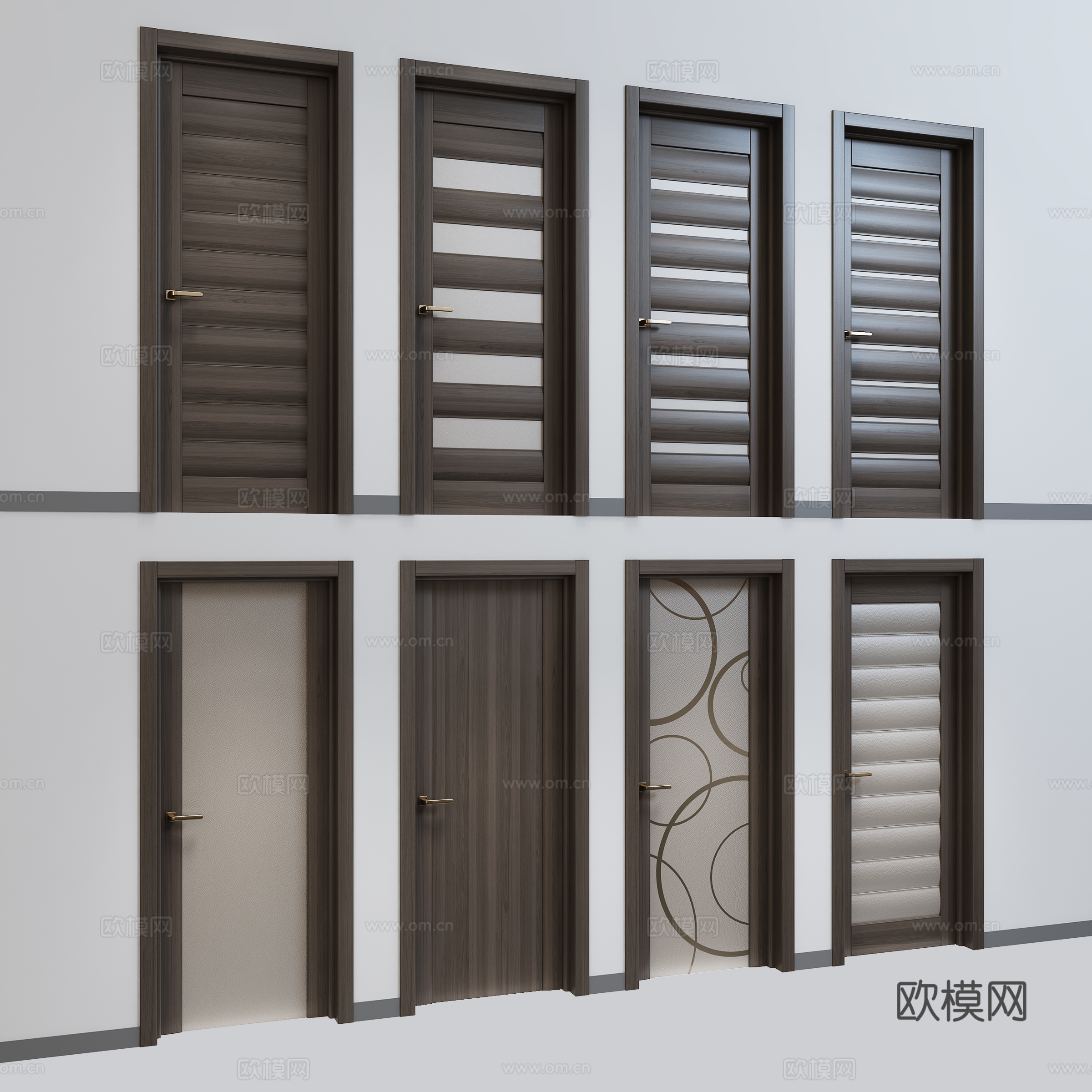 现代单开门  卫生间门 卧室门su模型