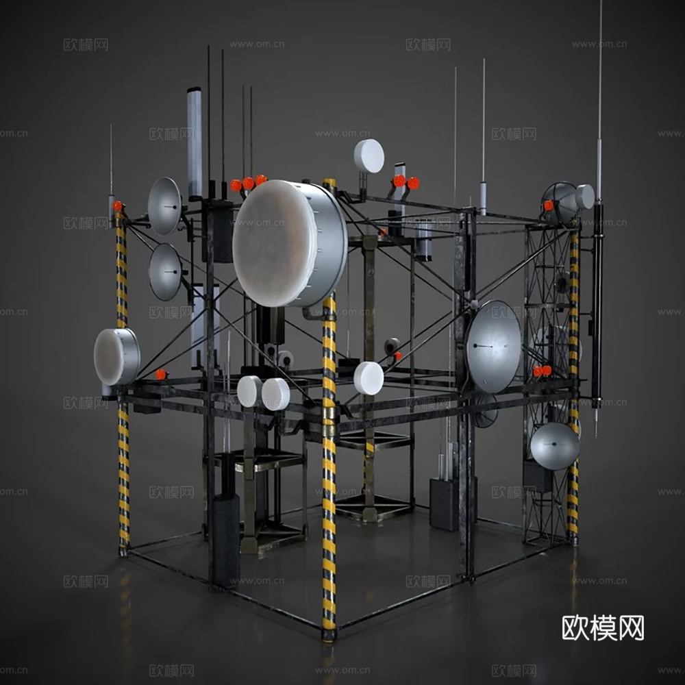 屋顶天线 通信站基站 工业设备3d模型