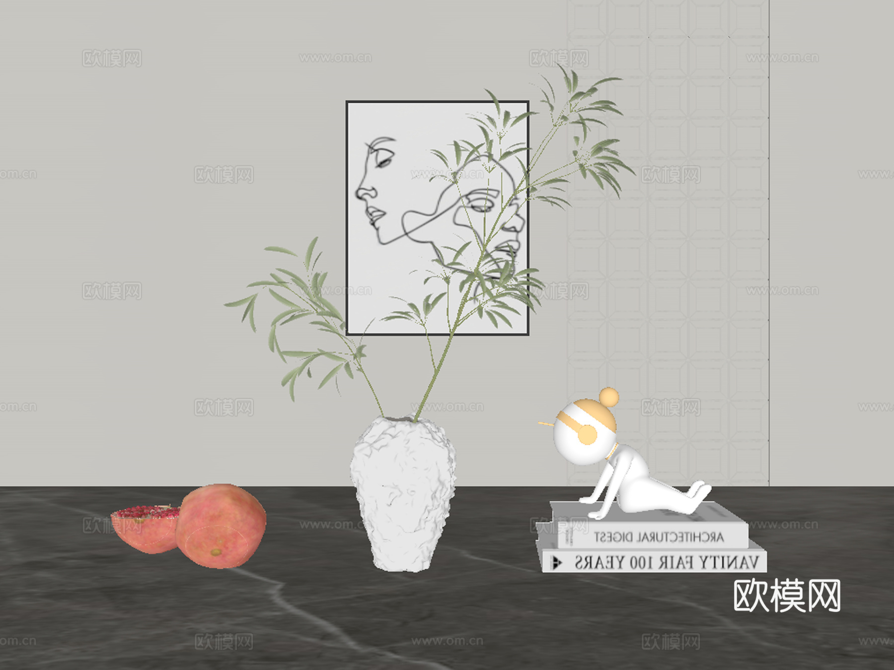 现代饰品摆件组合su模型
