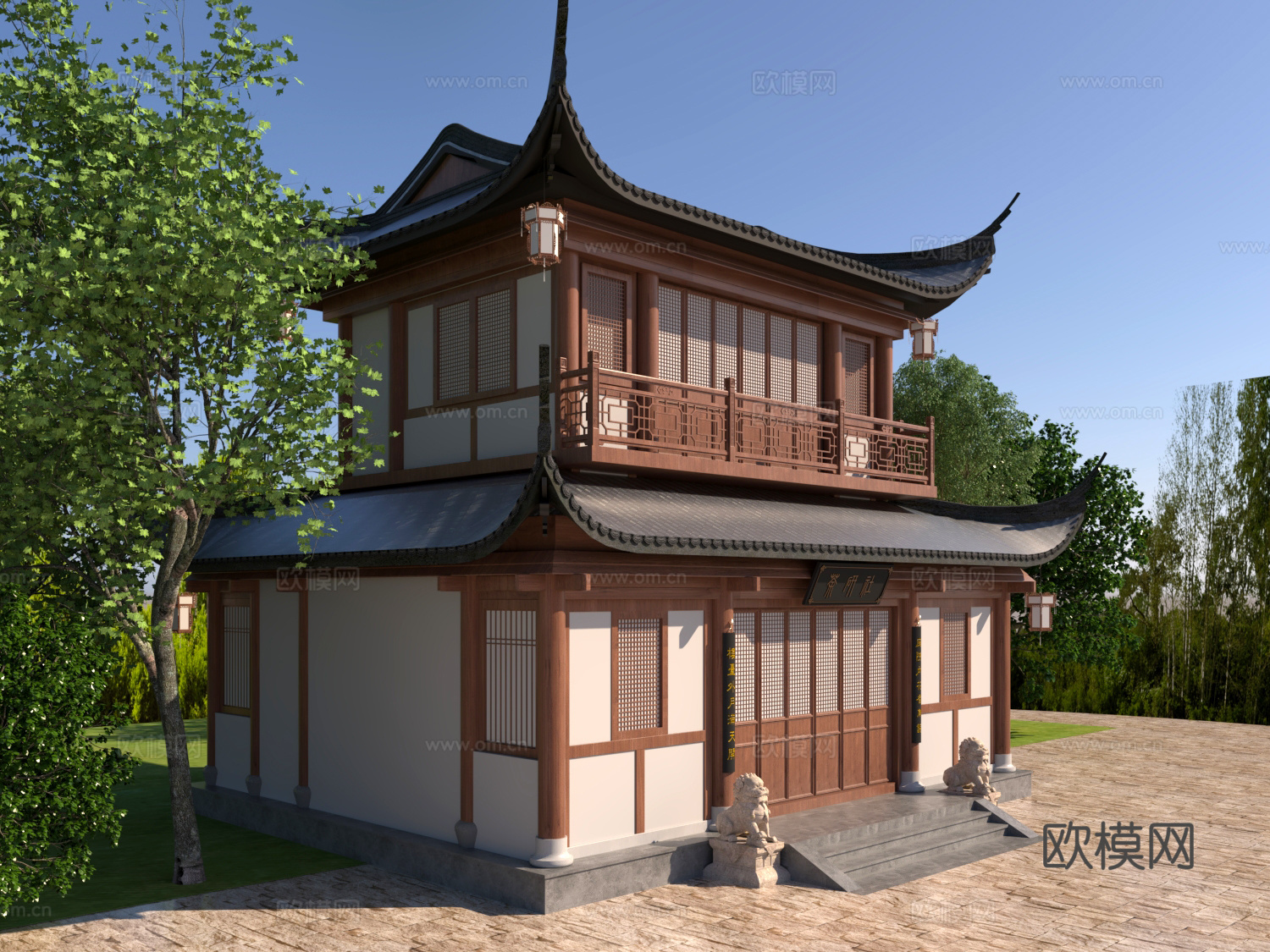 古建 中式建筑 钟鼓楼 寺庙 庙宇 斗拱3d模型
