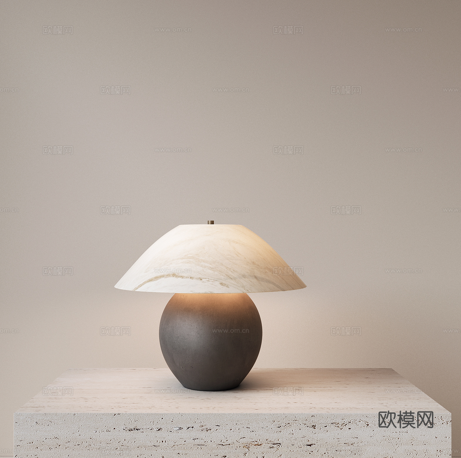 现代复古台灯 客厅台灯 床头台灯 书房台灯 透光石台灯3d模型