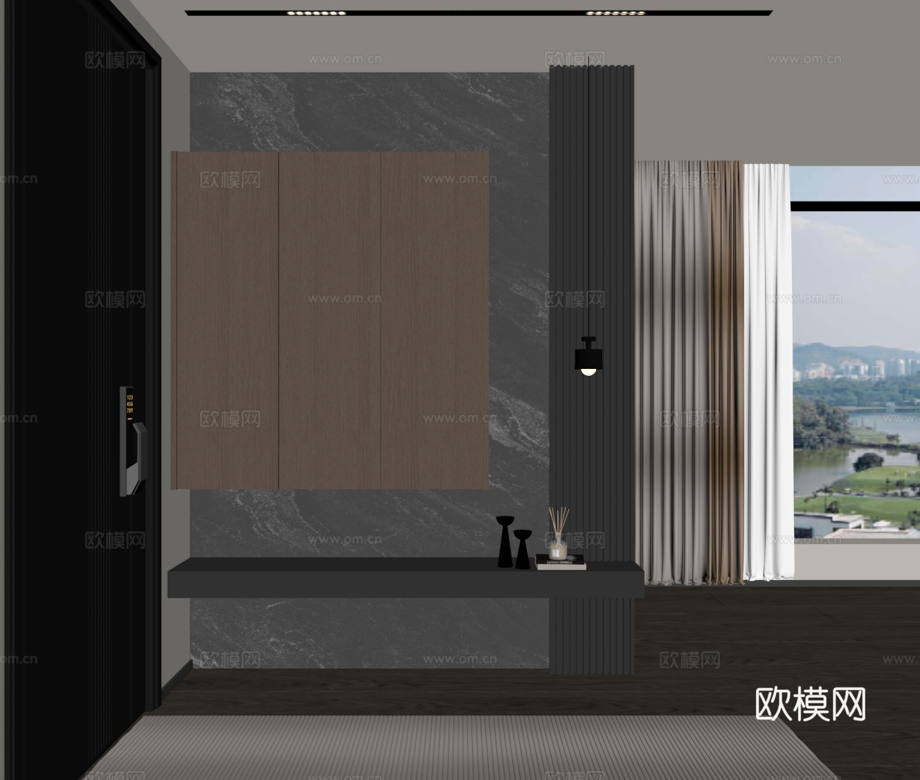 现代意式入户鞋柜 玄关柜su模型