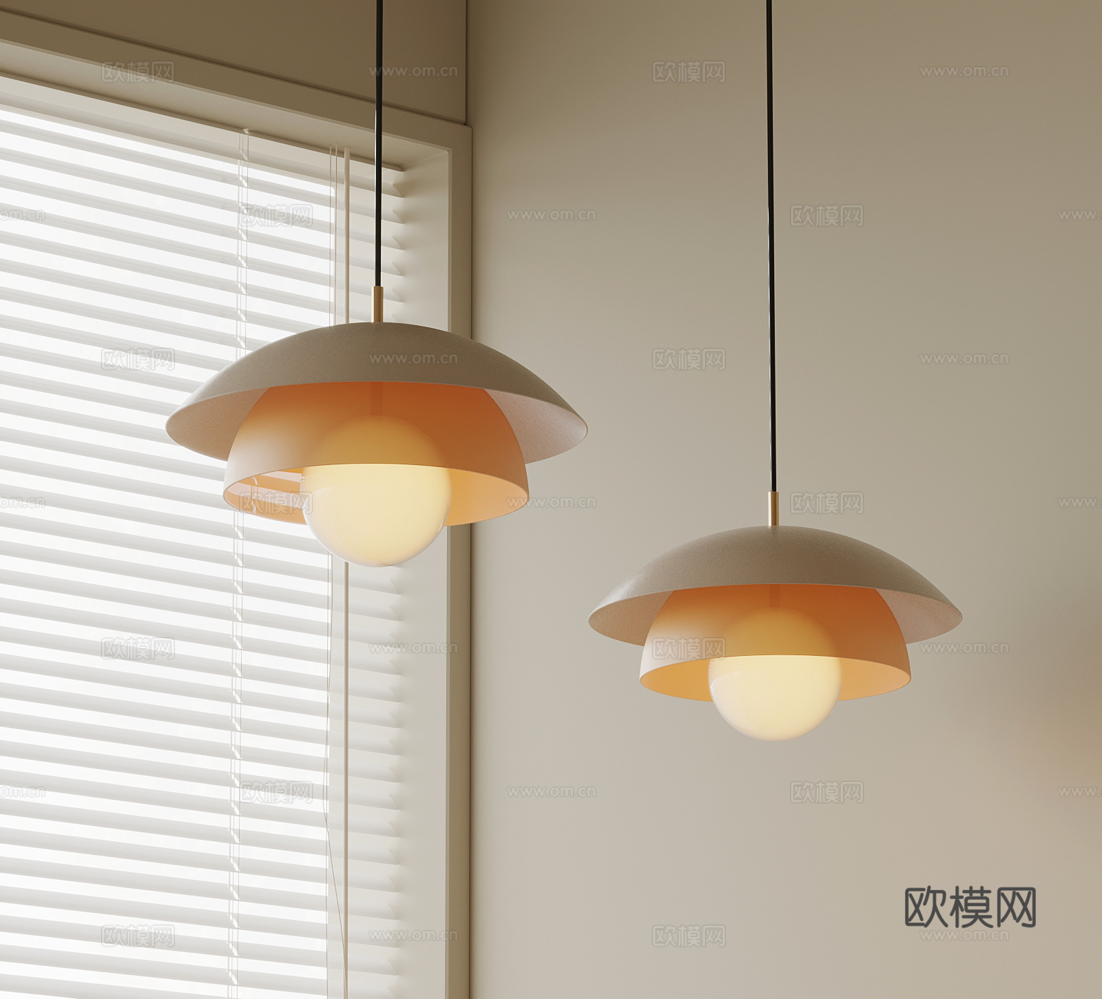 现代奶油风吊灯su模型