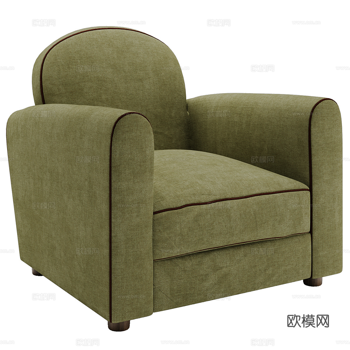 美式简约布艺沙发椅3d模型