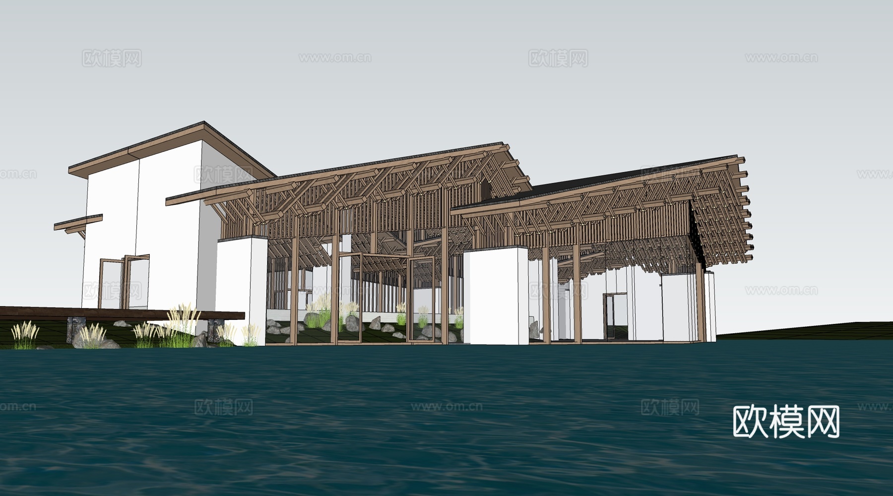 现代公共建筑 美术馆建筑 美术馆建筑 商业建筑su模型