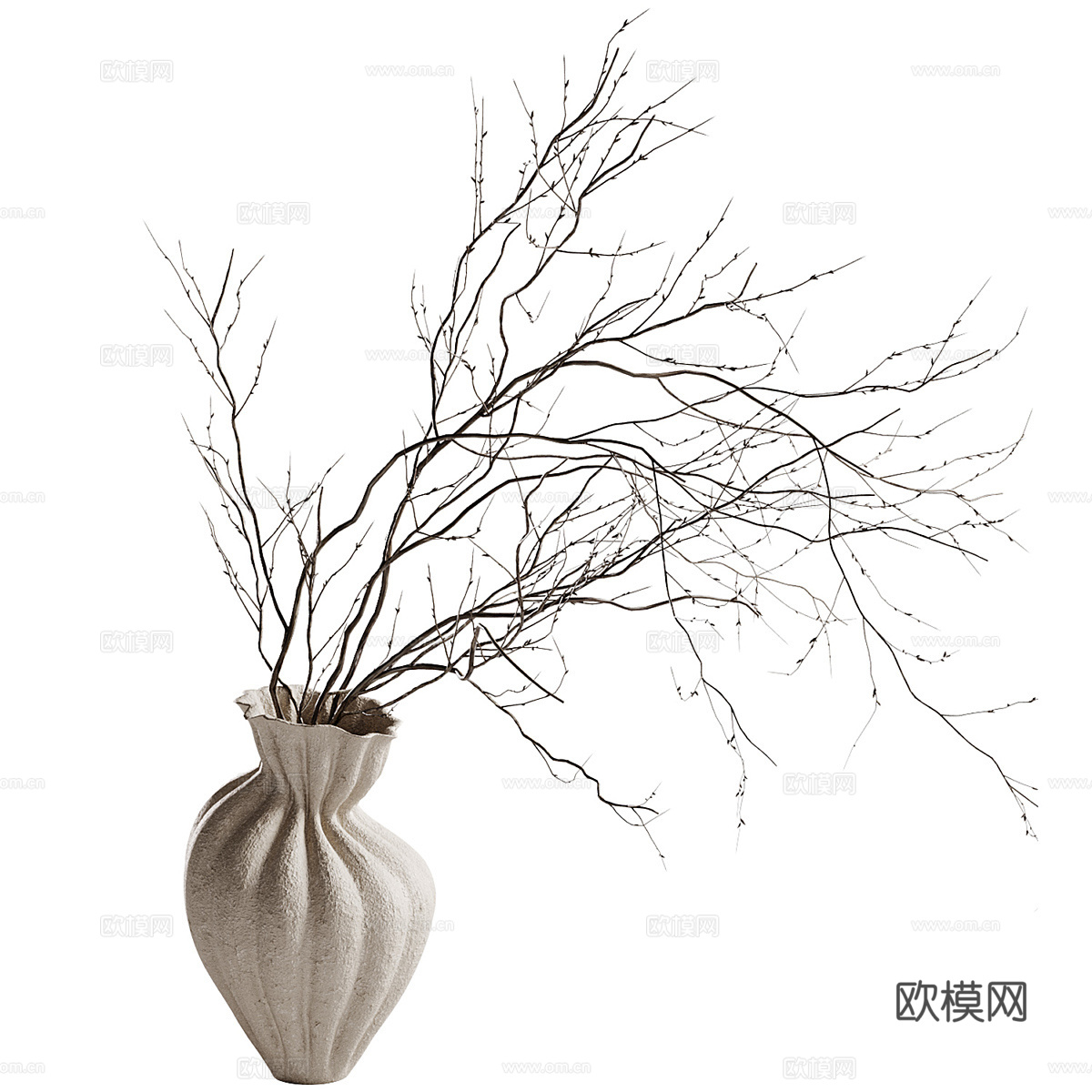 新中式侘寂花瓶花艺3d模型