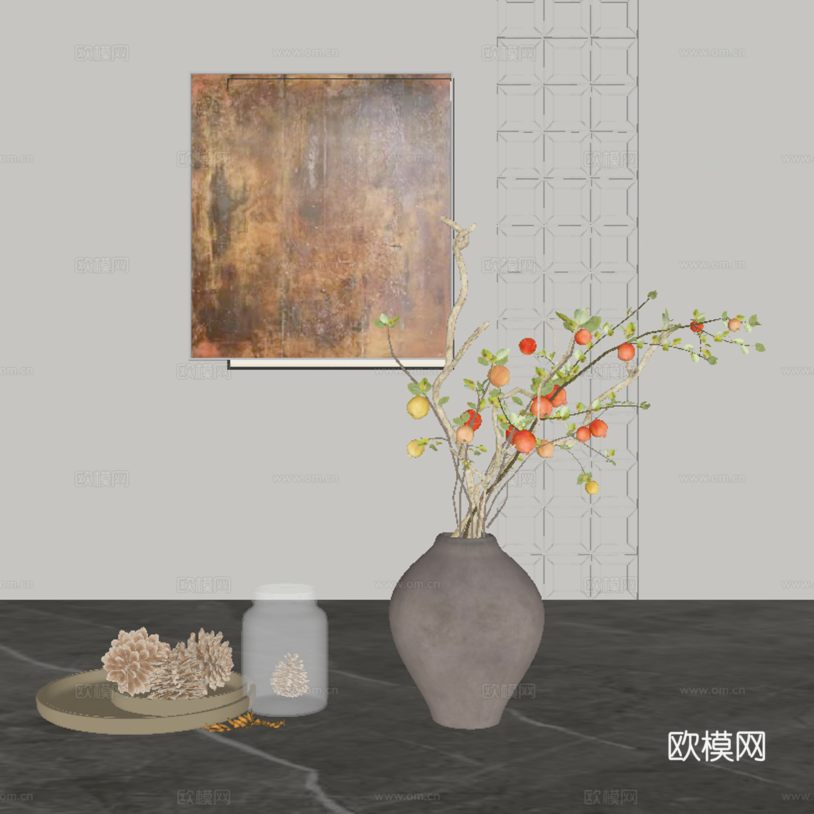 中古风饰品摆件组合su模型