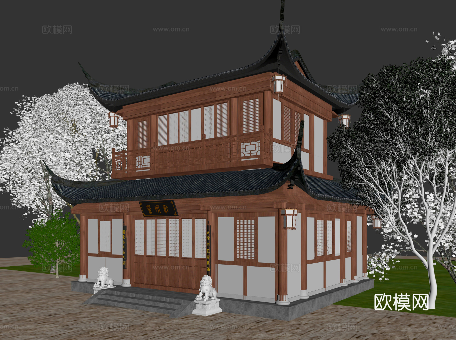 古建 中式建筑 钟鼓楼 寺庙 庙宇 斗拱3d模型