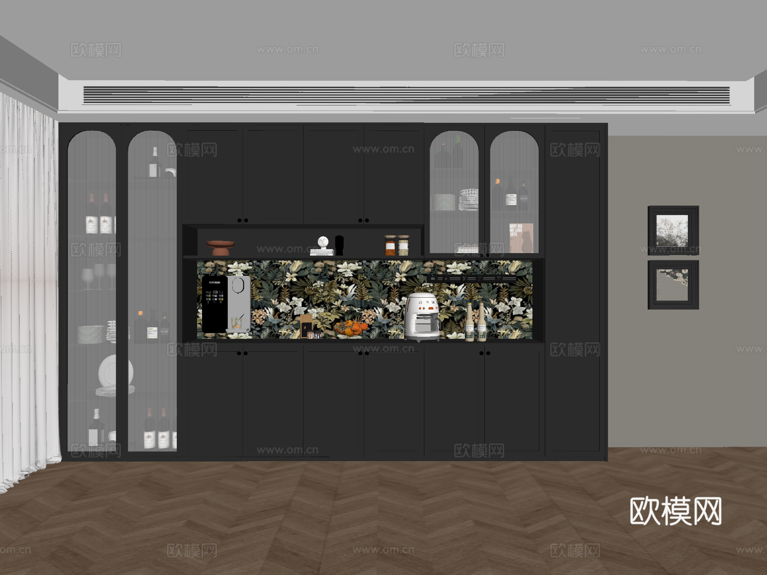 法式酒柜 餐柜 画su模型
