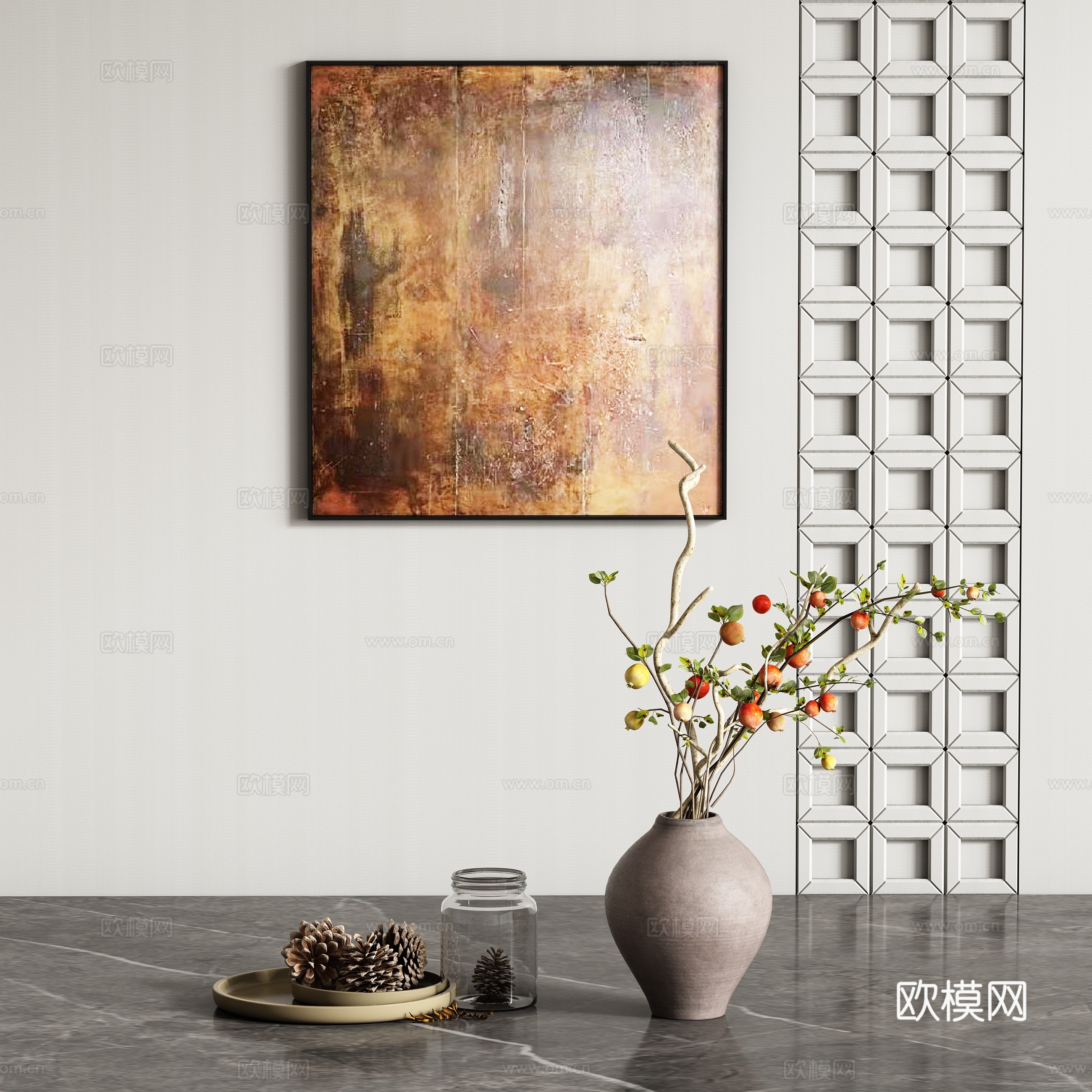 中古风饰品摆件组合su模型