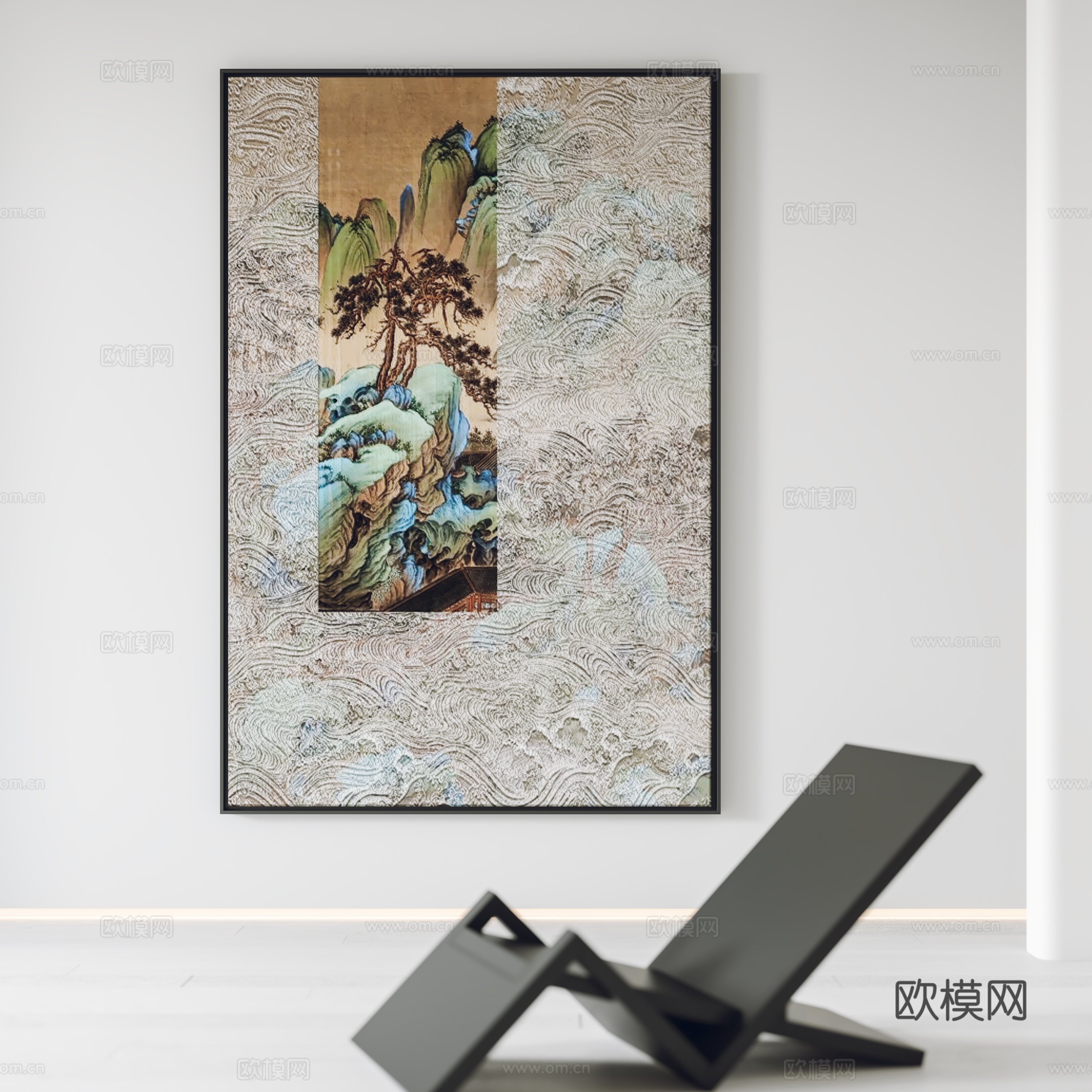 新中式挂画 装饰画 休闲椅3d模型