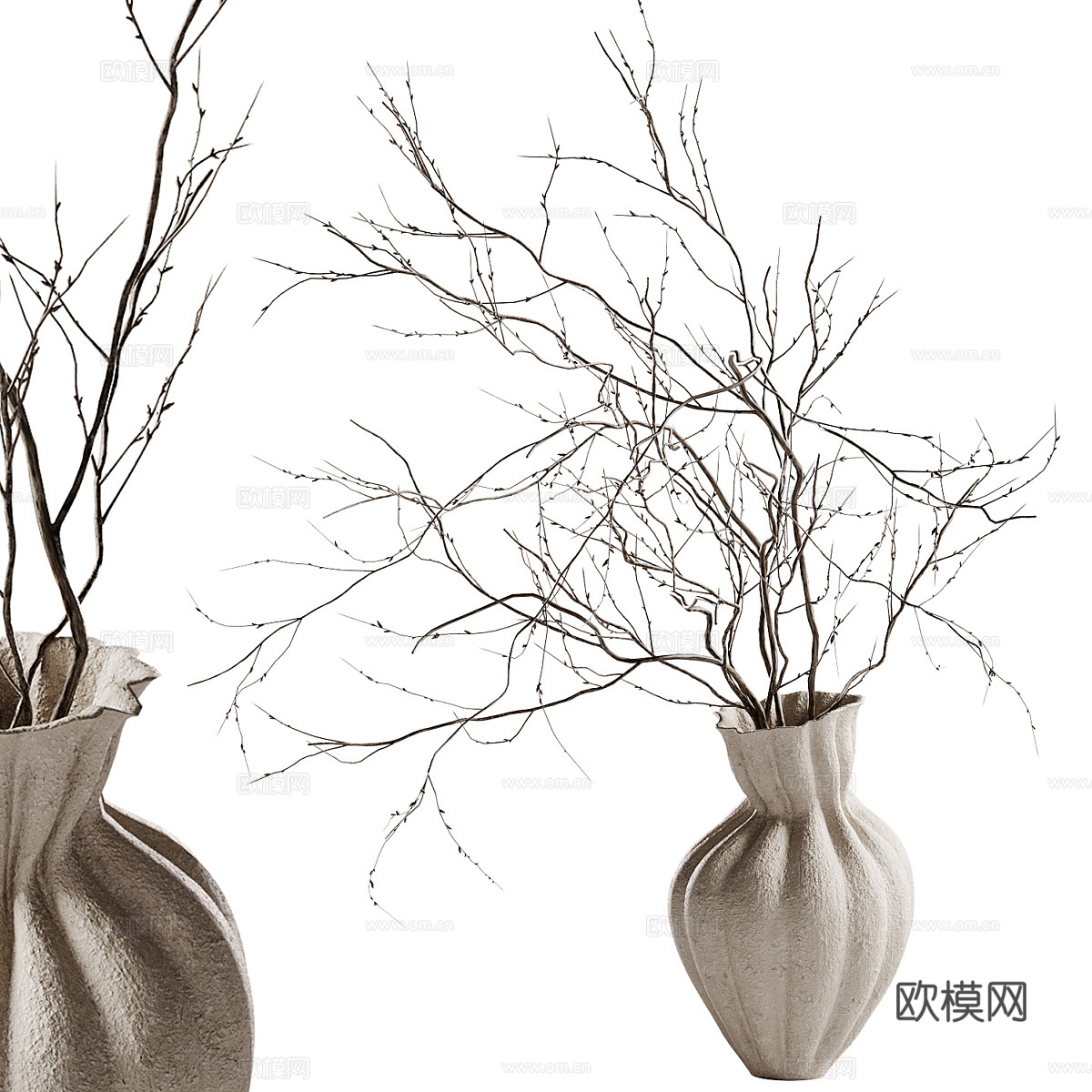 新中式侘寂花瓶花艺3d模型