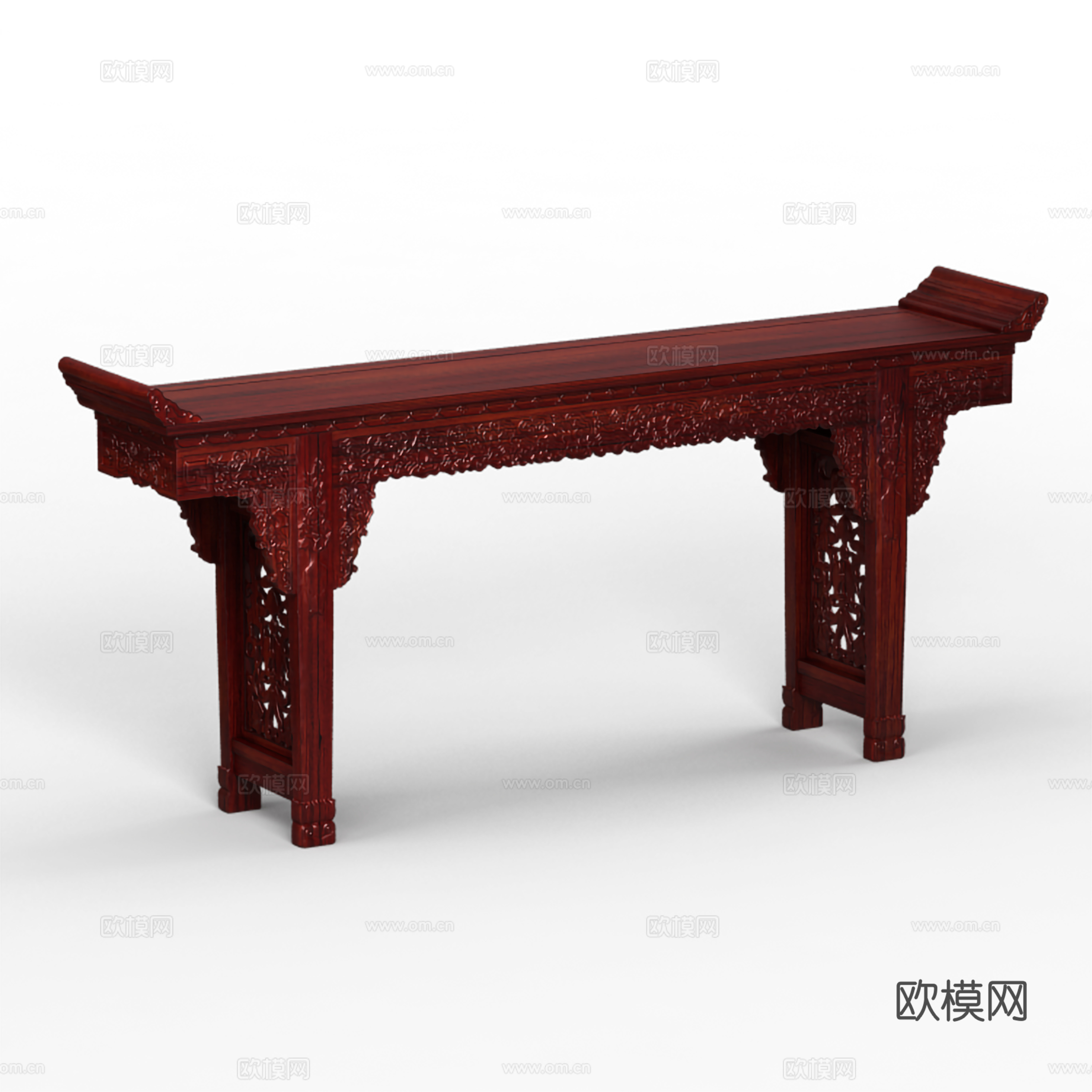 中式条案 翘头案 雕花浮雕玄关桌 供桌 实木红木3d模型