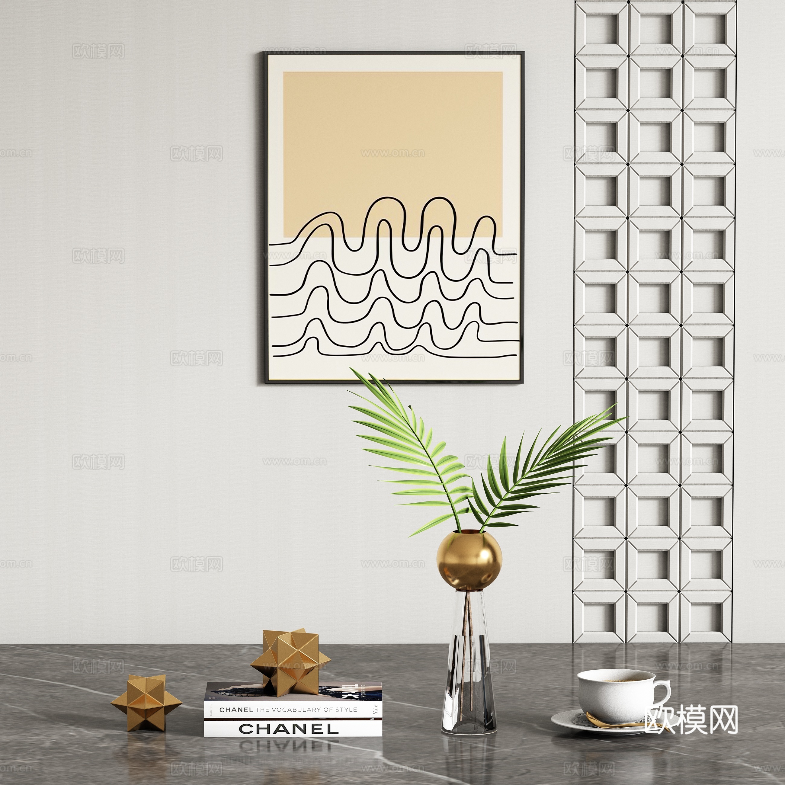 现代饰品摆件组合su模型