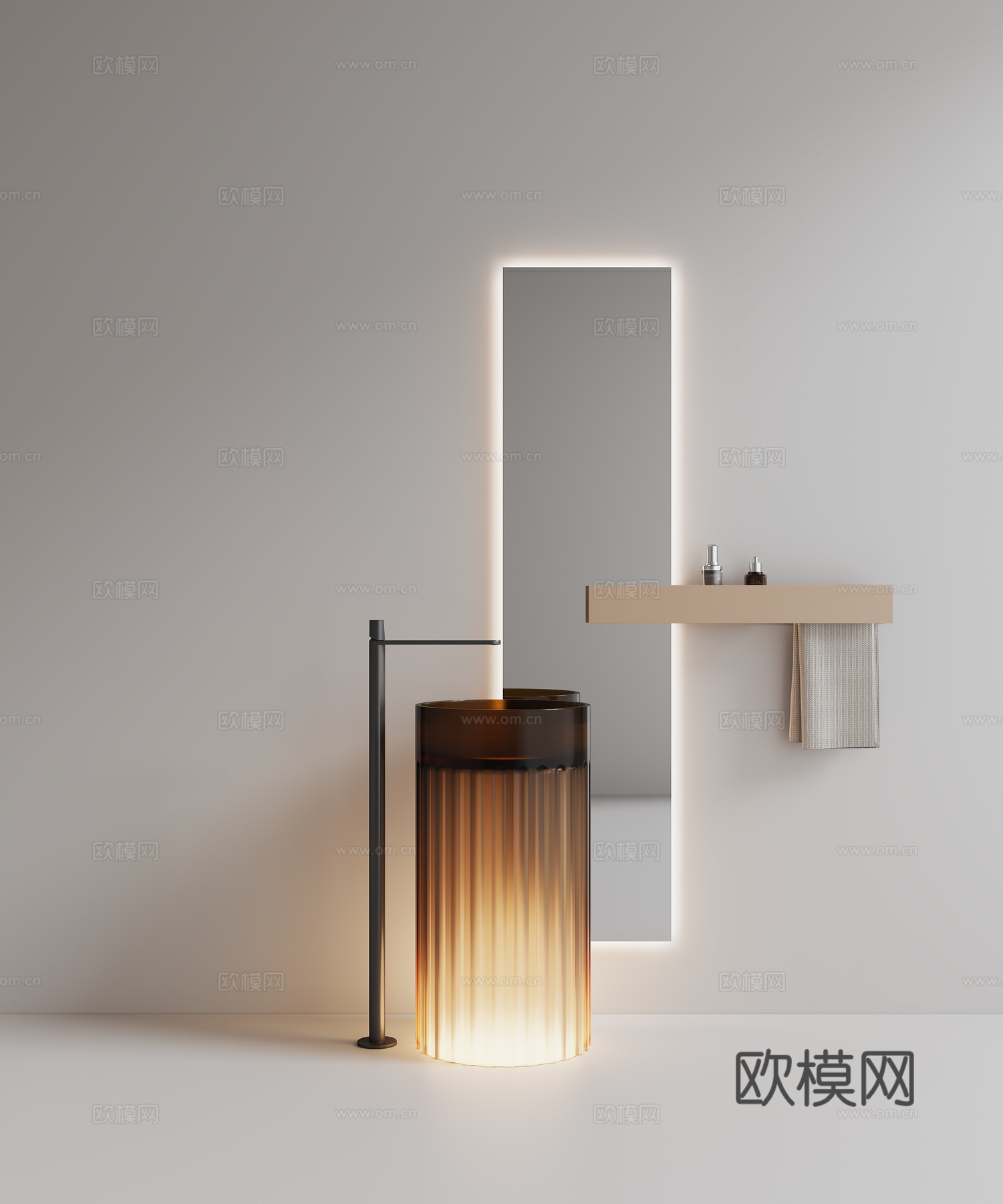 发光立柱洗手盆3d模型