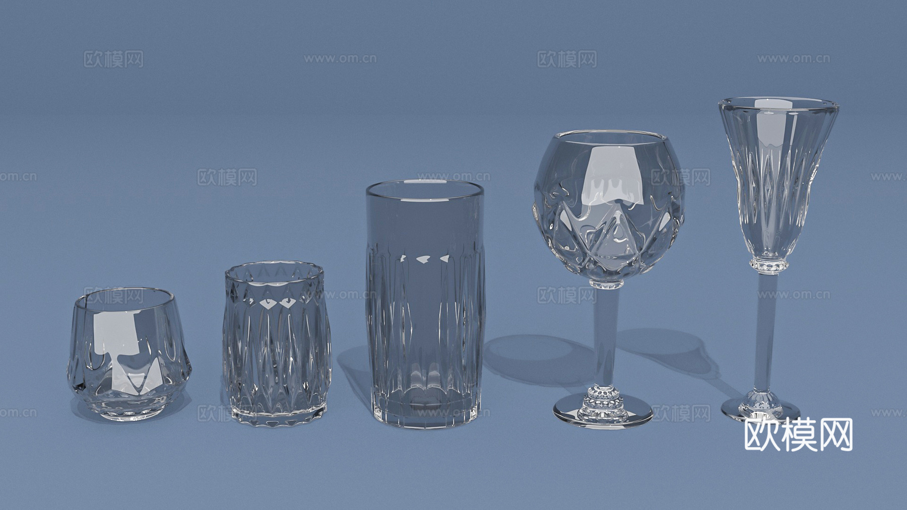 分酒器玻璃杯水杯水晶杯高脚杯3d模型