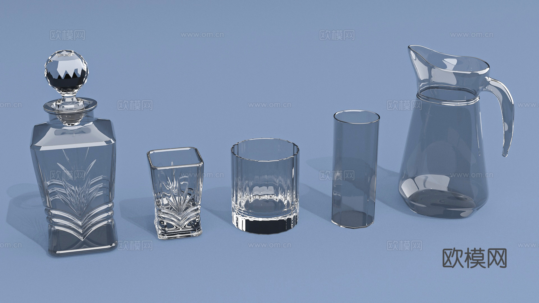 酒瓶包装分酒器玻璃杯水杯水晶杯3d模型