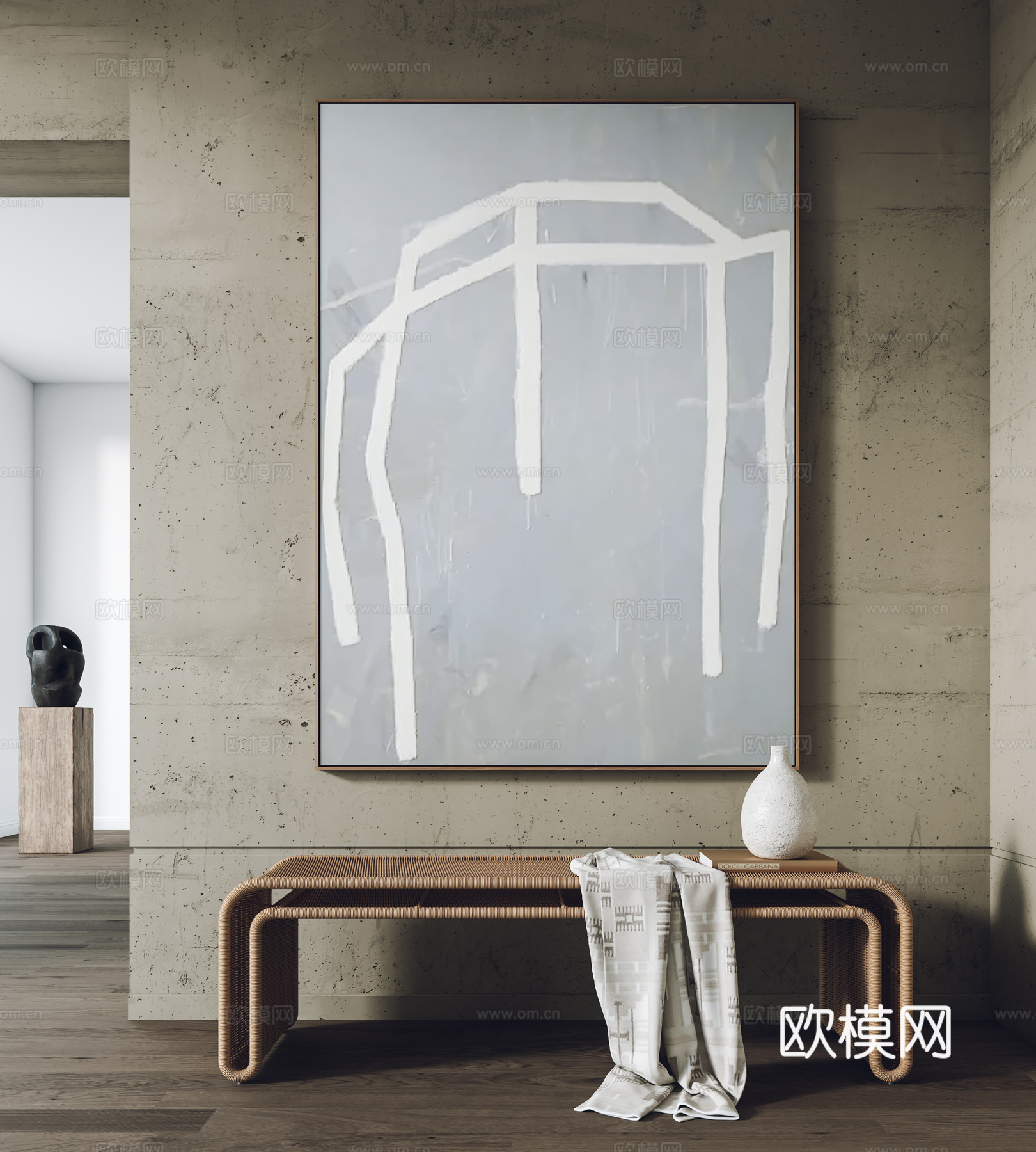 现代挂画 装饰画  凳子3d模型