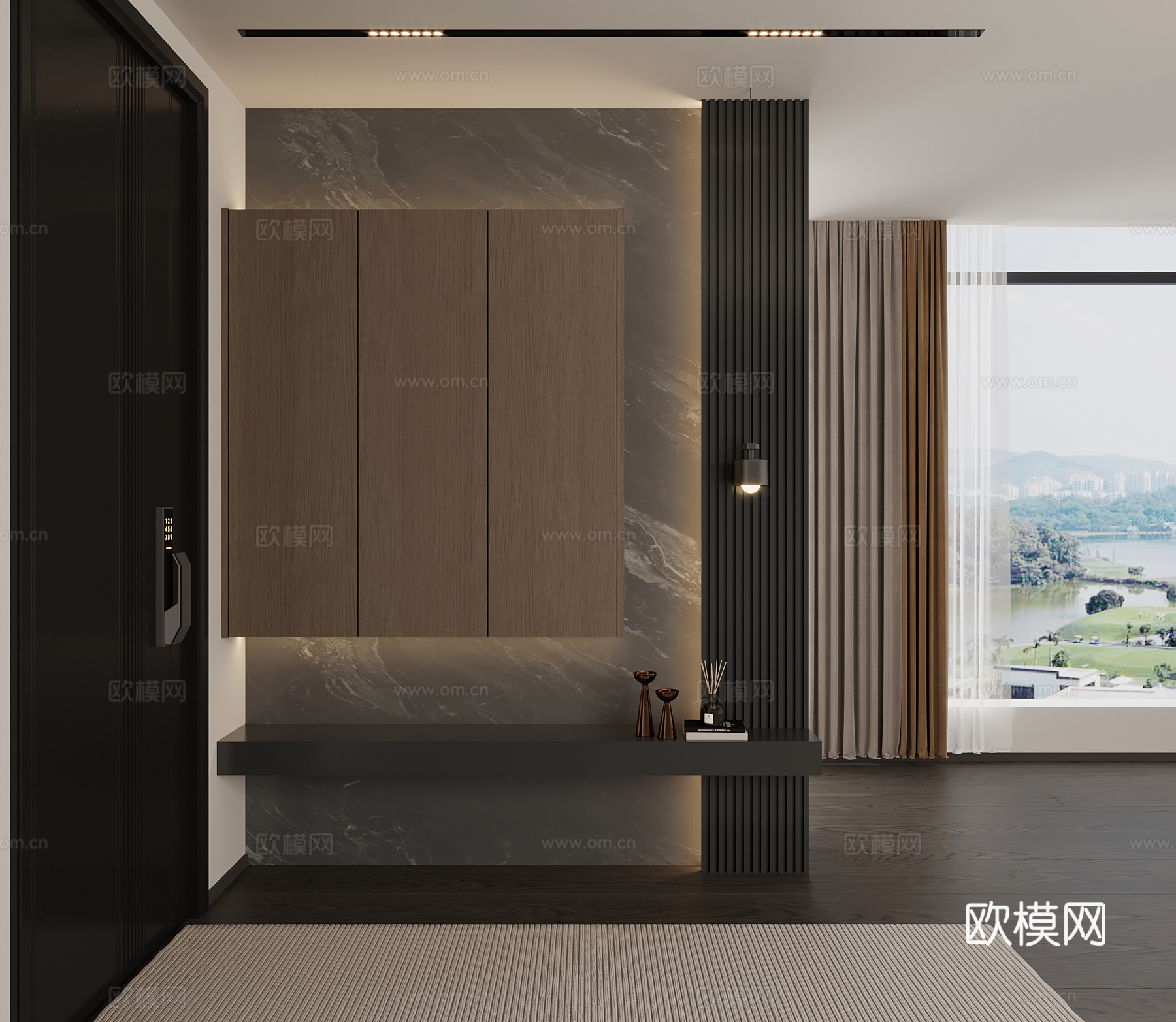 现代意式入户鞋柜 玄关柜su模型