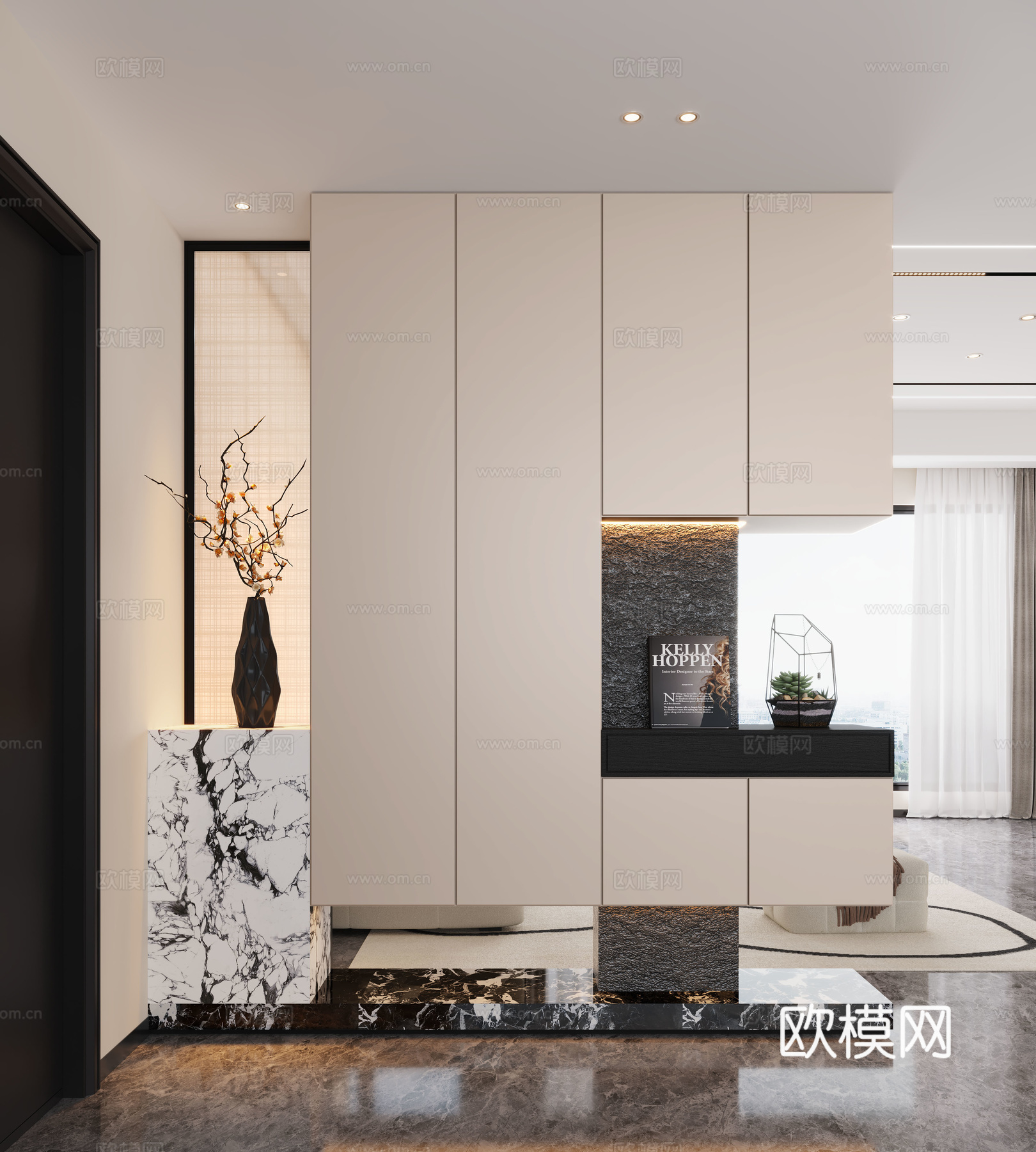 现代入户玄关 装饰玄关 玄关背景 玄关隔断 玄关装饰柜su模型