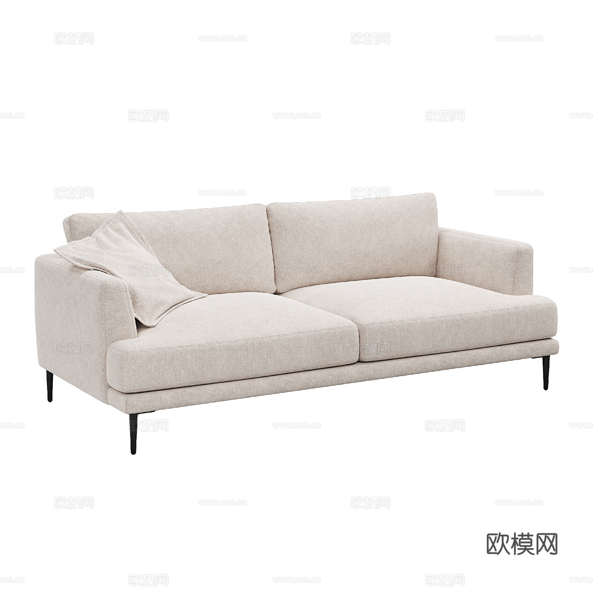 现代简约双人沙发 双人沙发 简约沙发 客厅沙发 抱枕3d模型