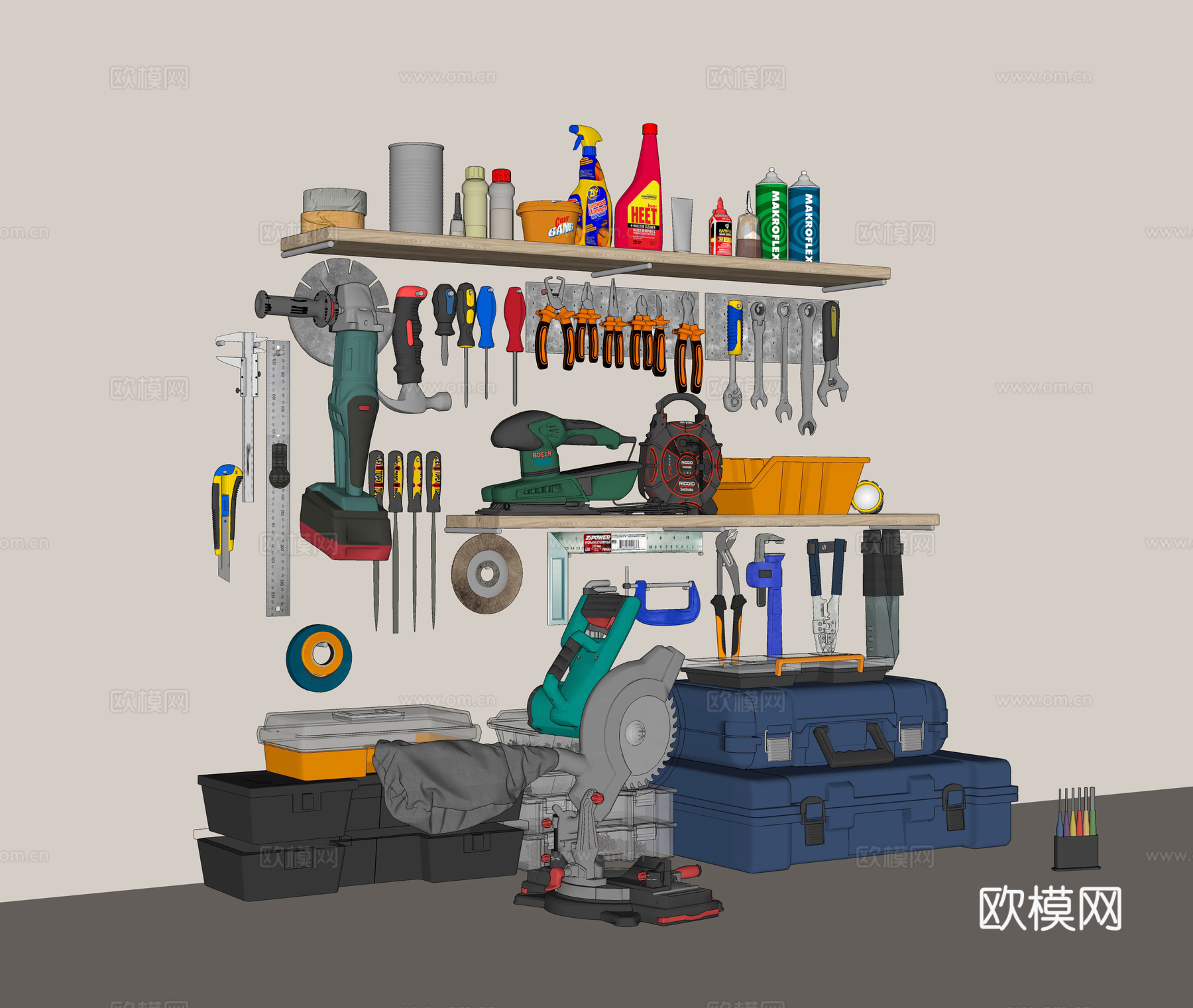 工具 扳手 五金工具 手磨机 电锯su模型