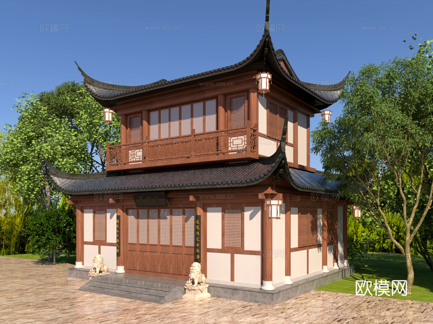古建 中式建筑 钟鼓楼 寺庙 庙宇 斗拱3d模型