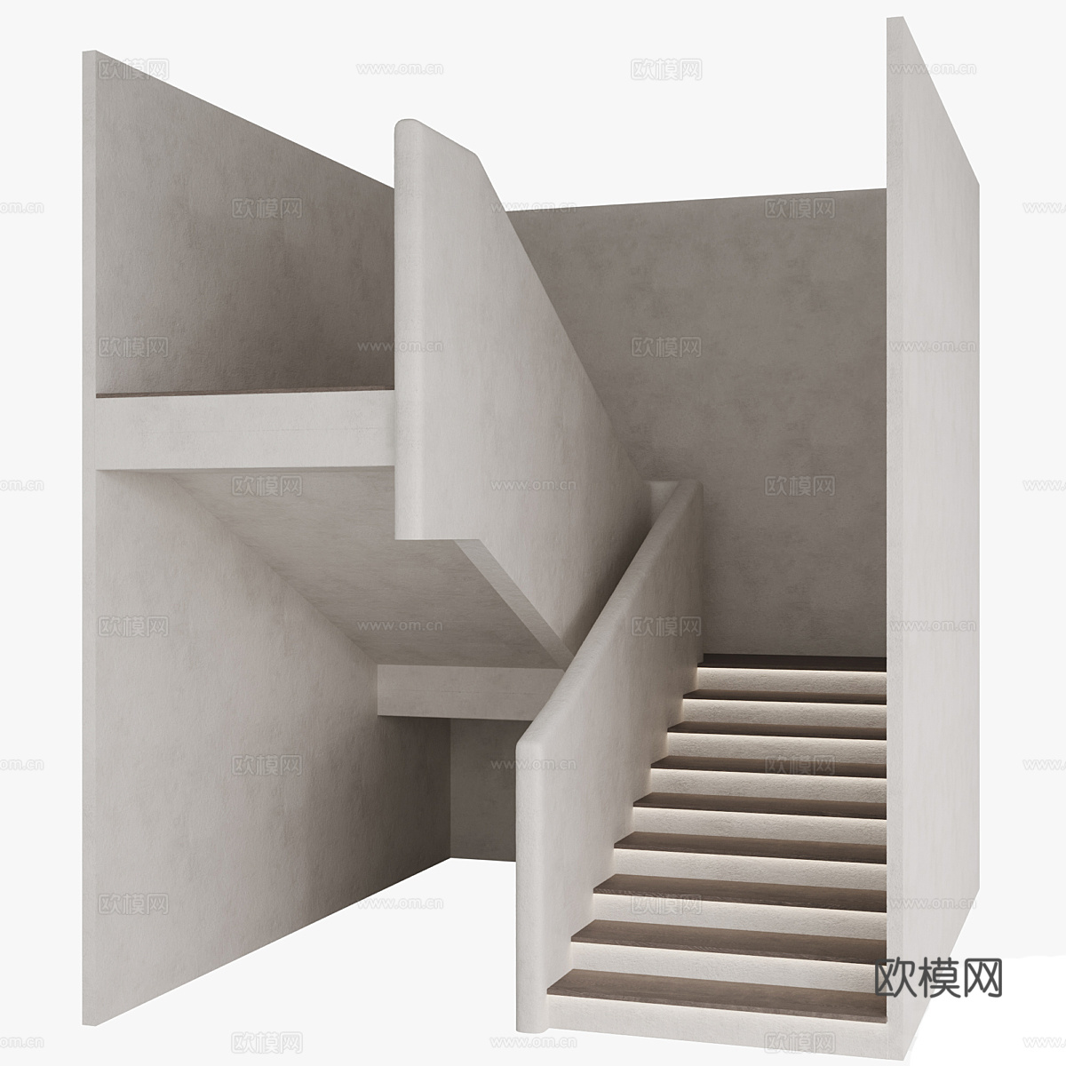 现代侘寂扶手楼梯3d模型